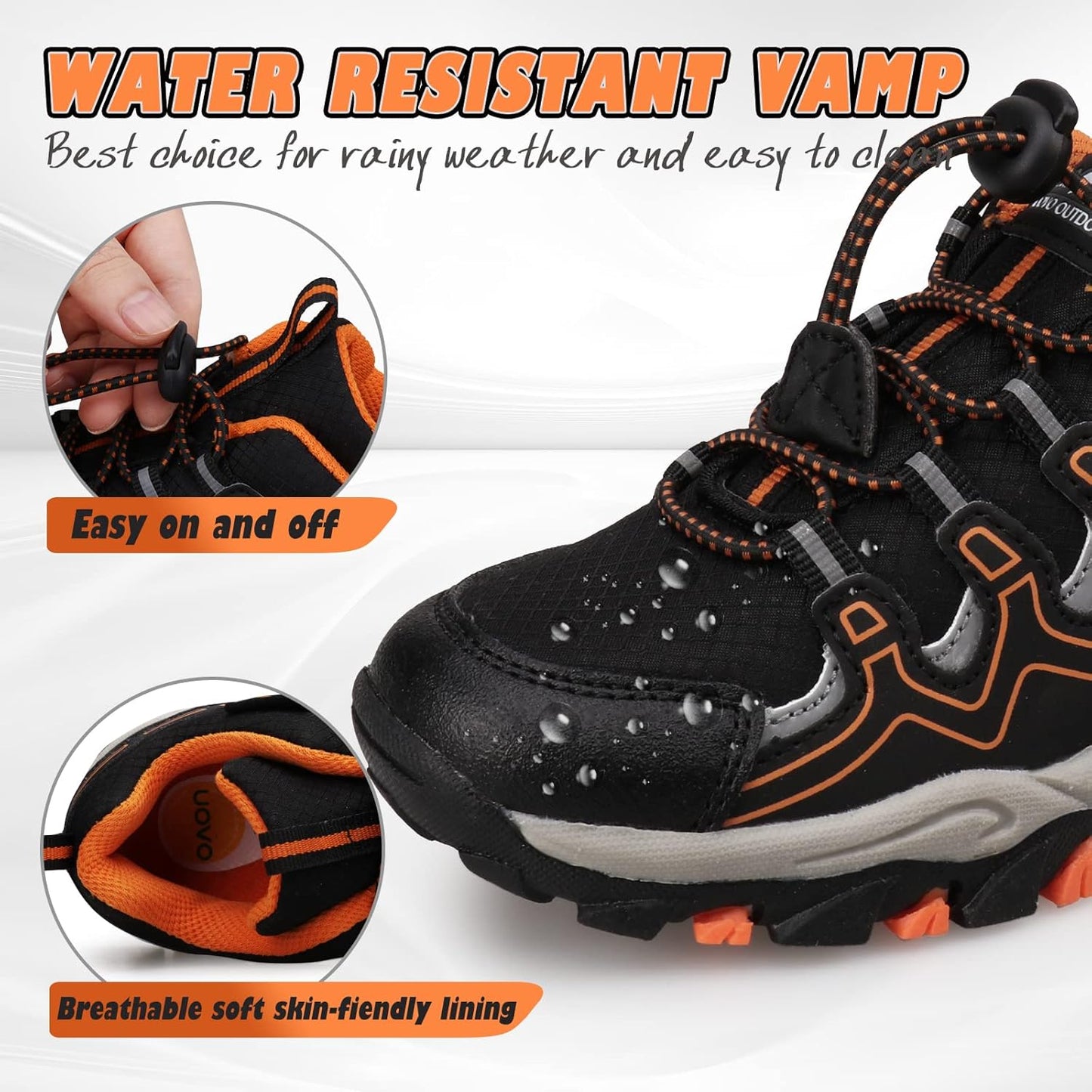 UOVO Boys Girls Kids Sneakers Hiking Running Outdoor Walking Tennis Shoes Waterproof Non Slip Fashion Sneakers(Little/Big Kids