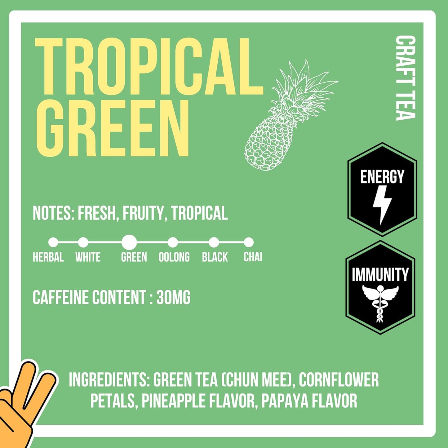Revival Tea Company Tropical Green Tea - Green Tea Blend with Pineapple and Papaya Flavor - 24 Tea Bags