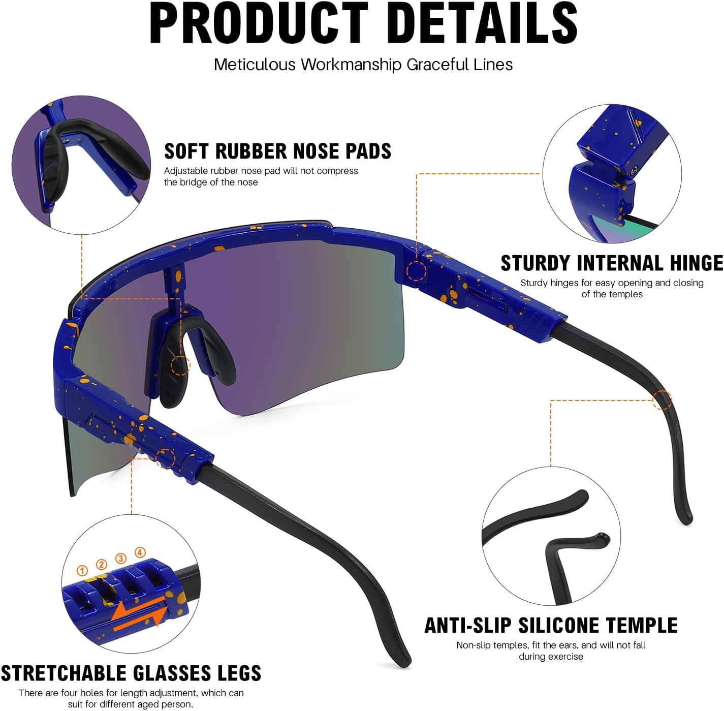 MALIDAK Sports Sunglasses for Mens Women Youth Baseball Sunglasses UV400 Protection Men Cycling Glasses