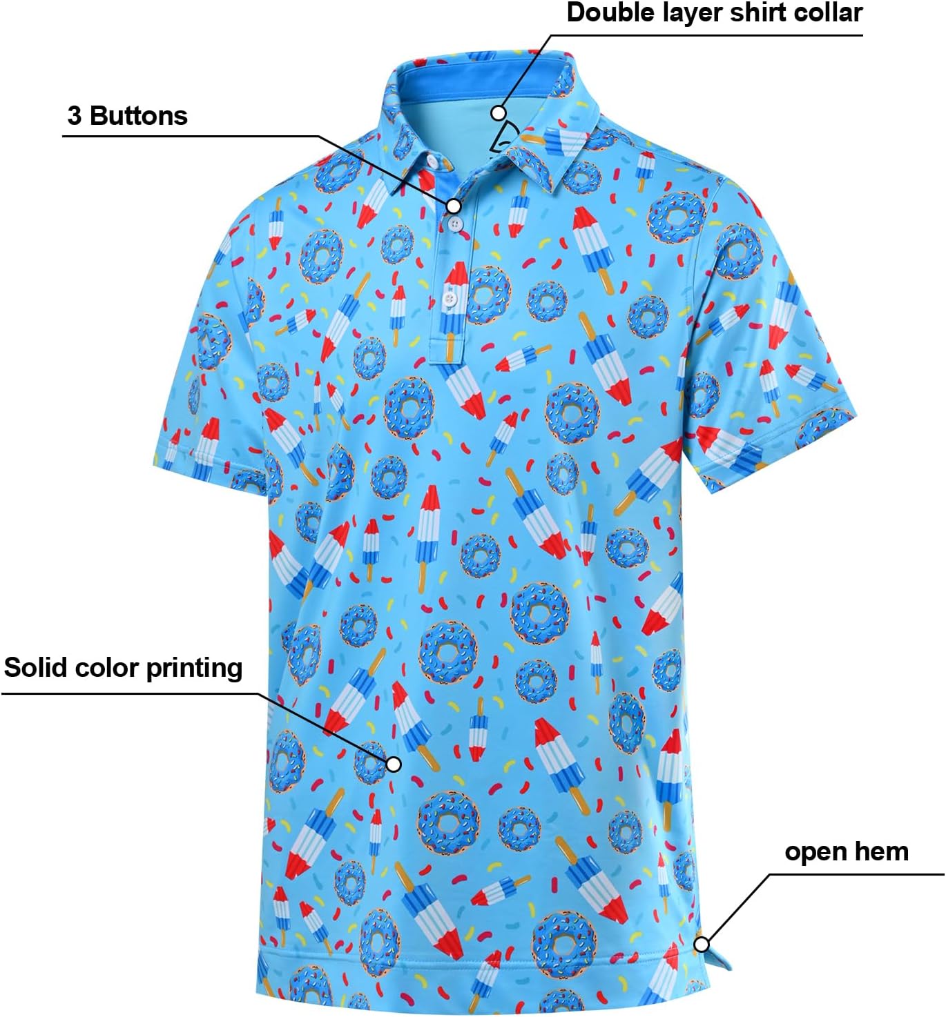 DEOLAX Mens Polo Shirts Fashion Print Mens Golf Shirt Dry Fit Mens Golf Polo Short Sleeve Quick Dry Funny Golf Shirt for Men