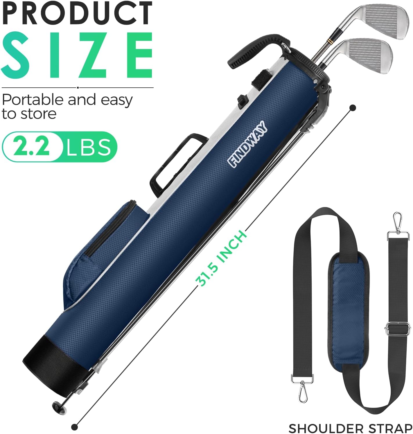 Findway Golf Stand Bag, Small Golf Bag for The Driving Range, Par 3 and Executive Courses, Lightweight Golf Club Carry Bag with Ball Holder and Pockets for Men Women