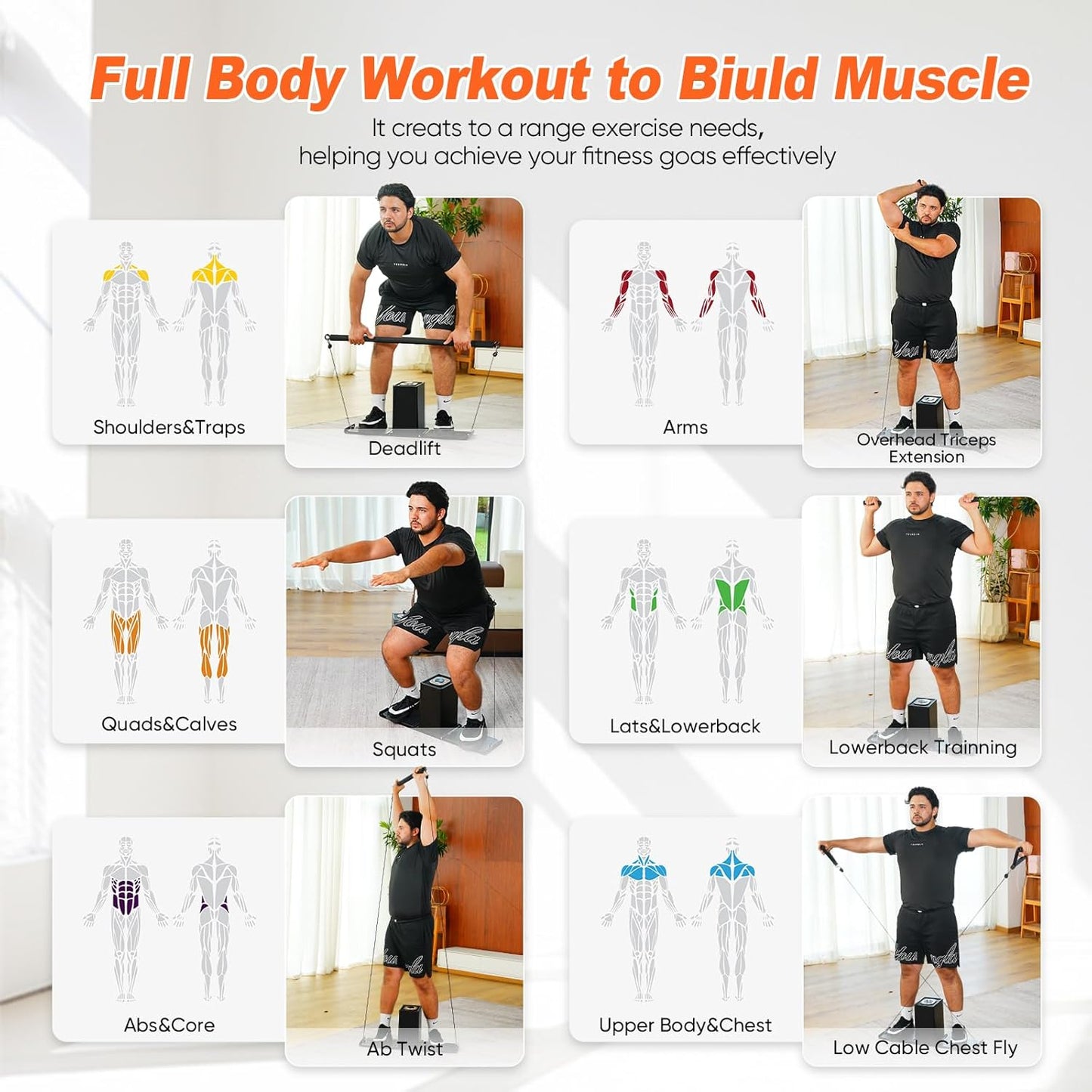 SR3 Smart Home Gym，Portable & Foldable Strength Training Cube Machine for Full Body Workouts，All-in-One Resistance Training Fitness Equipment for Home Use