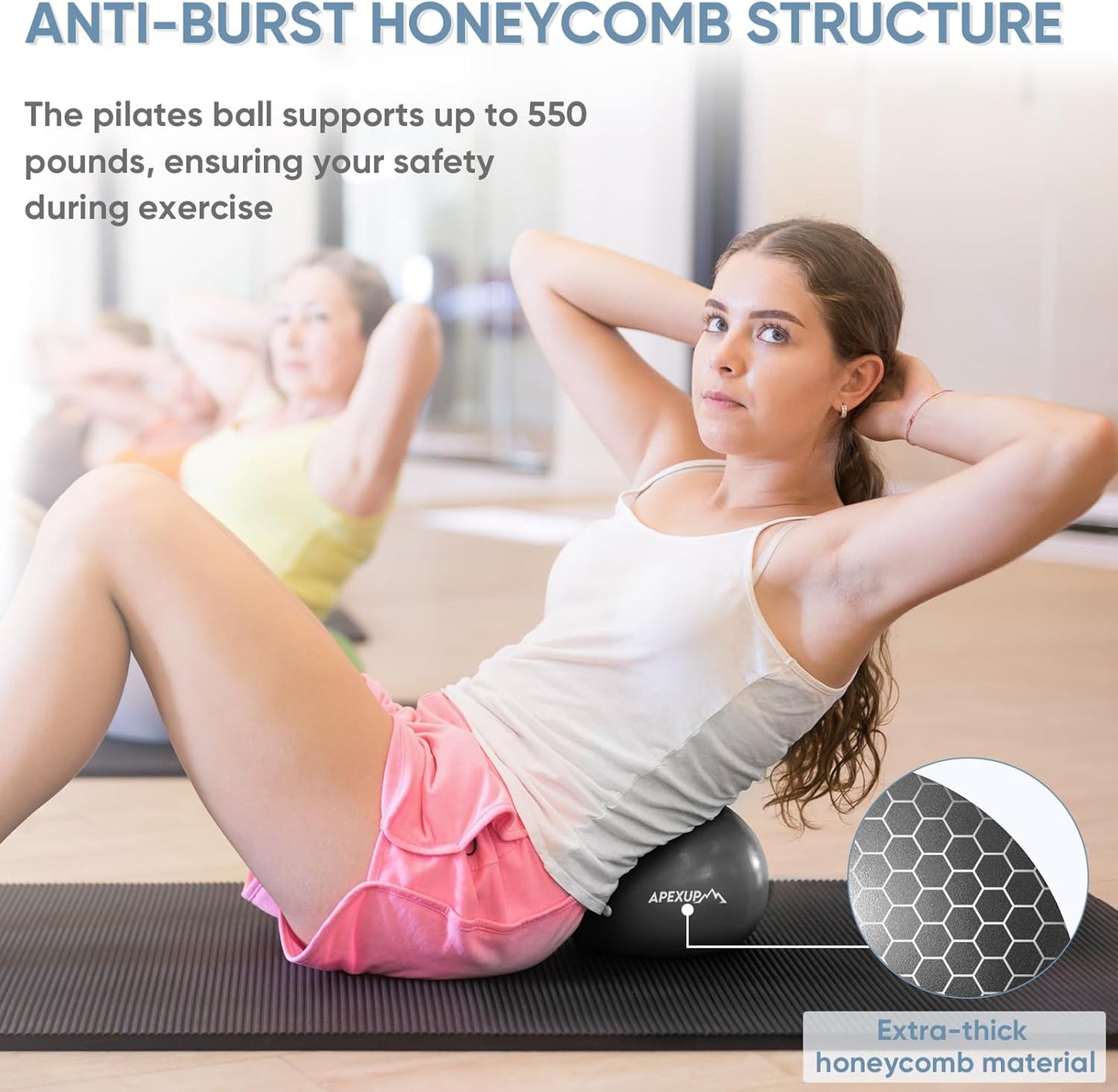 APEXUP Yoga & Pilates Ball - Anti Slip Heavy Duty Gym Ball for Fitness, Balance & Core Workout