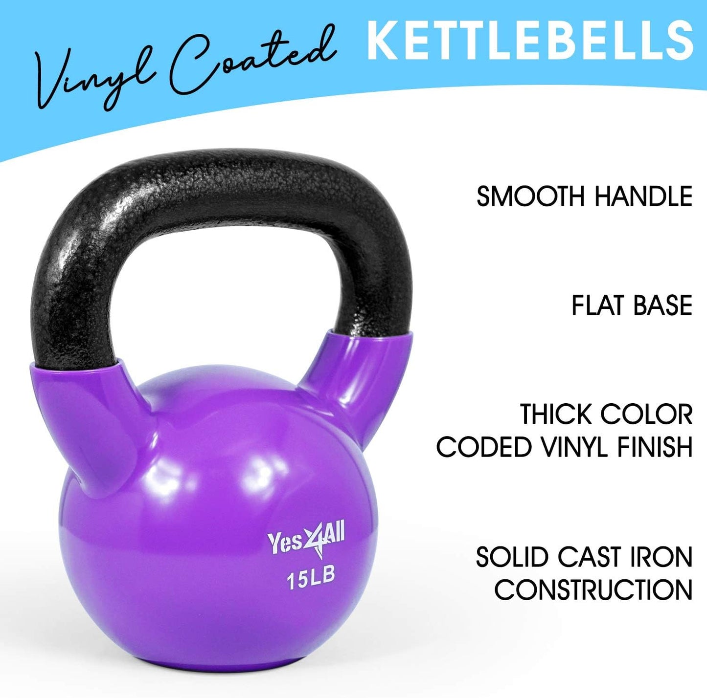 Yes4All Kettlebell Set Vinyl Coated Weights Combo for Full Body Workout Equipment Push up, Grip Strength Training, Dumbbell Weights Exercises