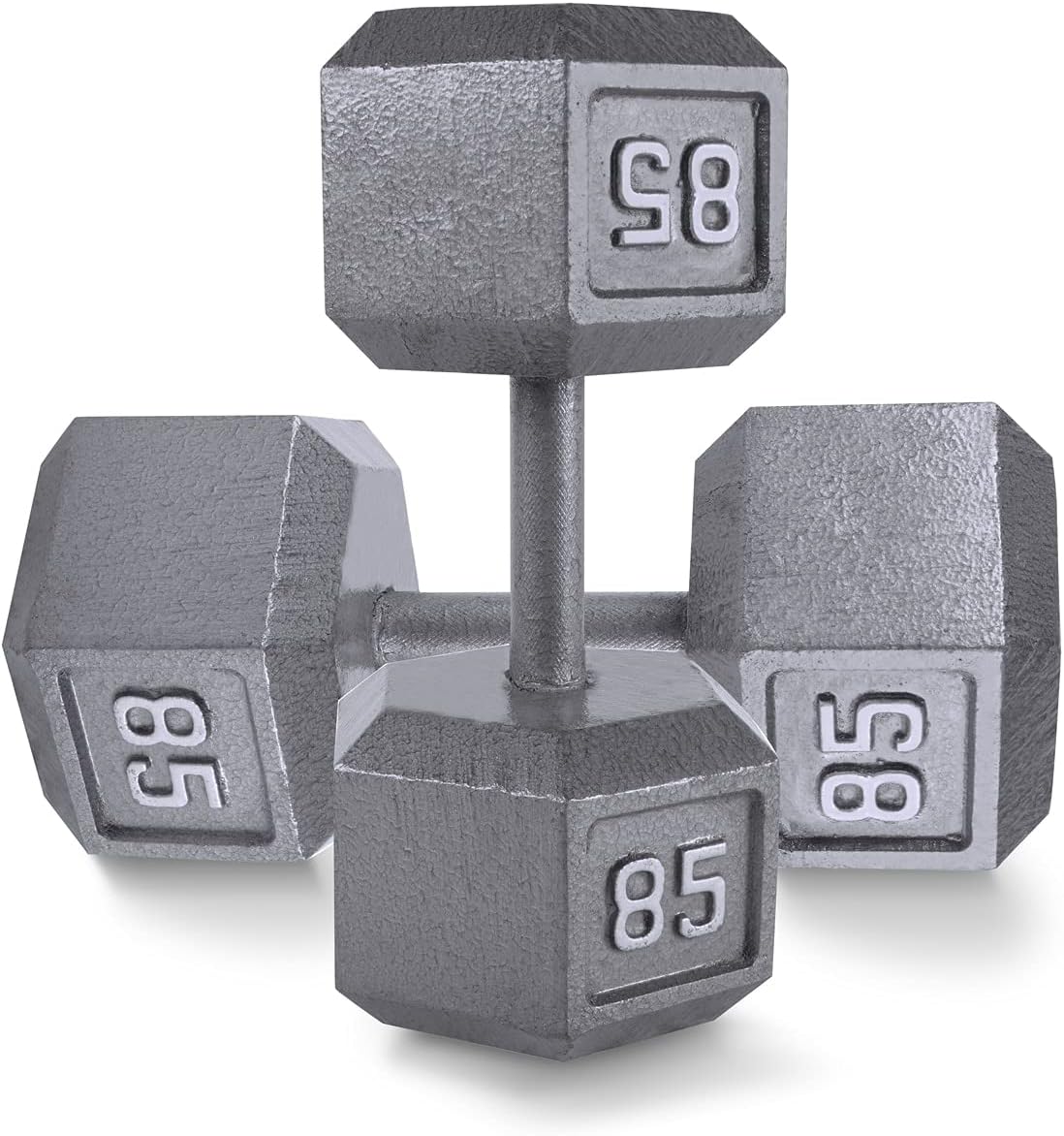 WF Athletic Supply Cast Iron Solid Hexagon Gray/Black Dumbbells, Strength Training Free Weights Set of 2 for Women and Men, Hand Weights Sold by Pairs, Multi-Select Size Options Available
