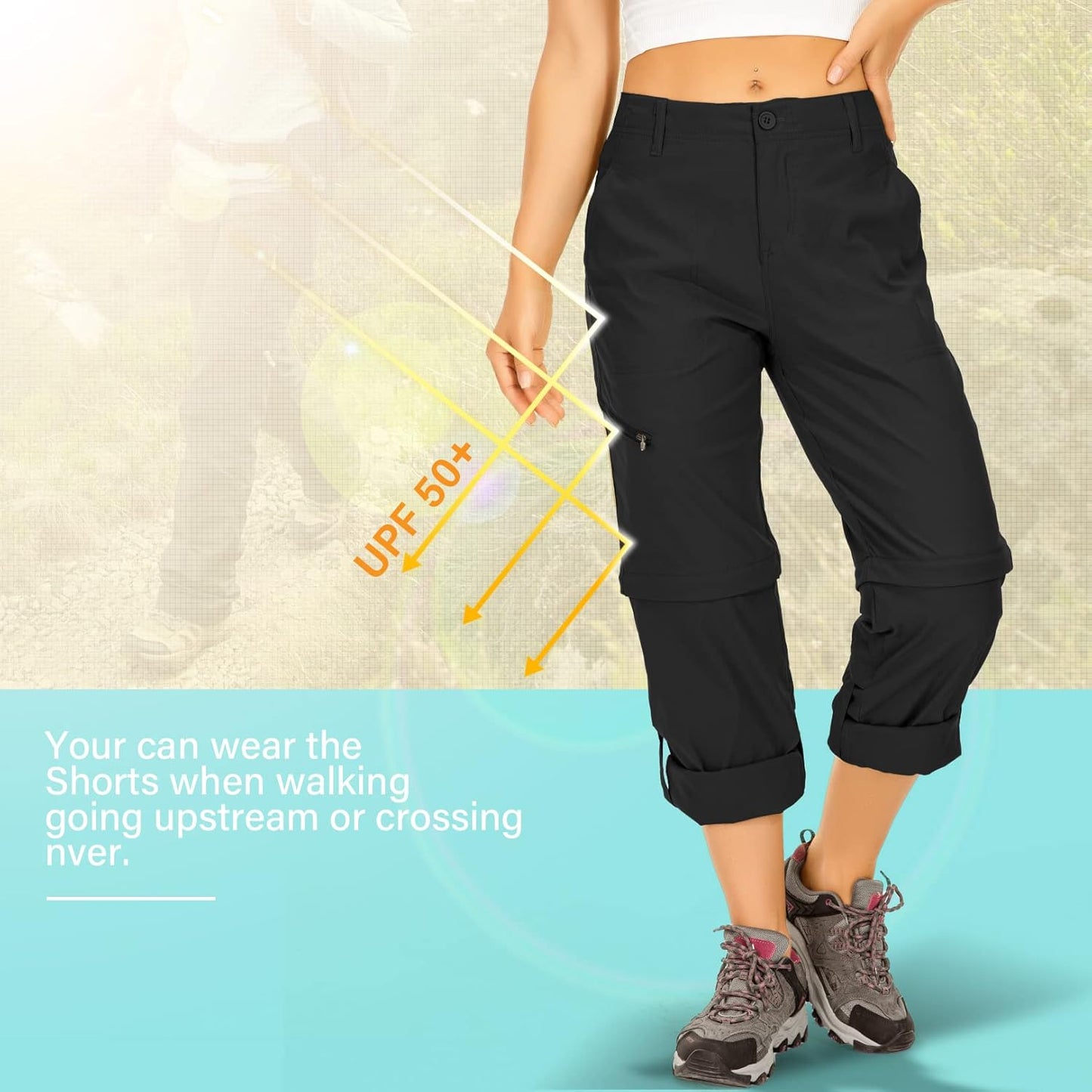 Women's Hiking Pants Convertible Zip Off Lightweight Quick Dry Outdoor Travel Camping Safari fising Pants