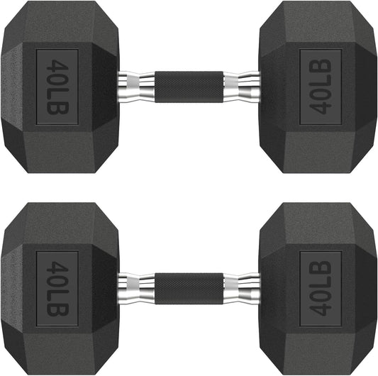 Hex Dumbbell Set 2.5-400 lb, Rubber Encased Exercise & Fitness Dumbbells, Weights Dumbbells Set of 2, Hand Weight for Strength Training