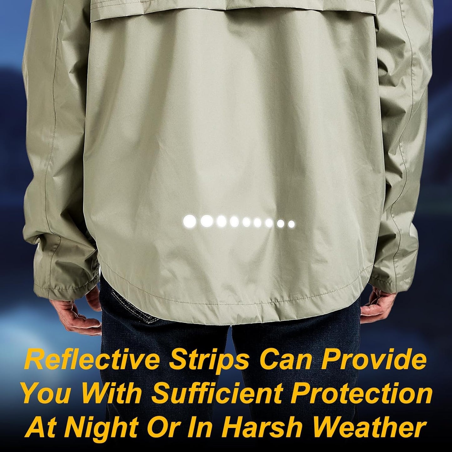 Men's Packable Rain Jacket Waterproof Outdoor Classic Lightweight Raincoat Hooded Windbreaker