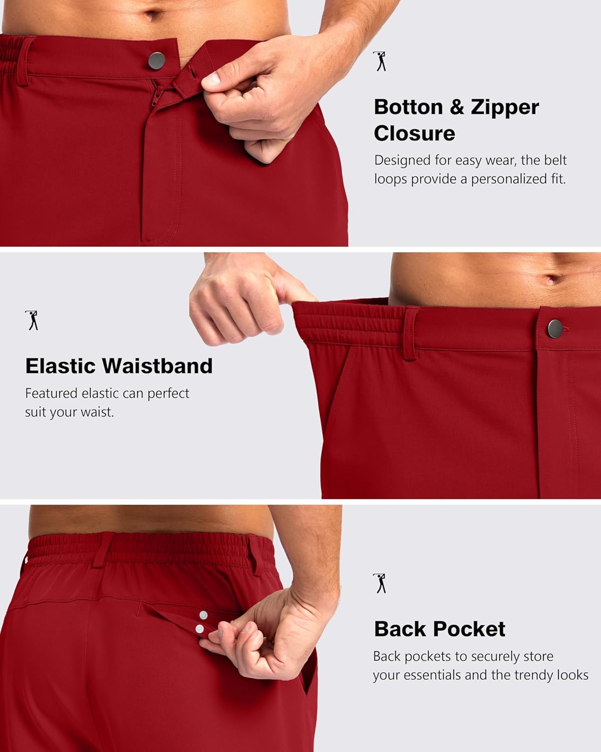 Pudolla Men's Casual Shorts 7"/9" Lightweight Golf Shorts with 3 Pockets Stretch Quick Dry Comfy Work Shorts