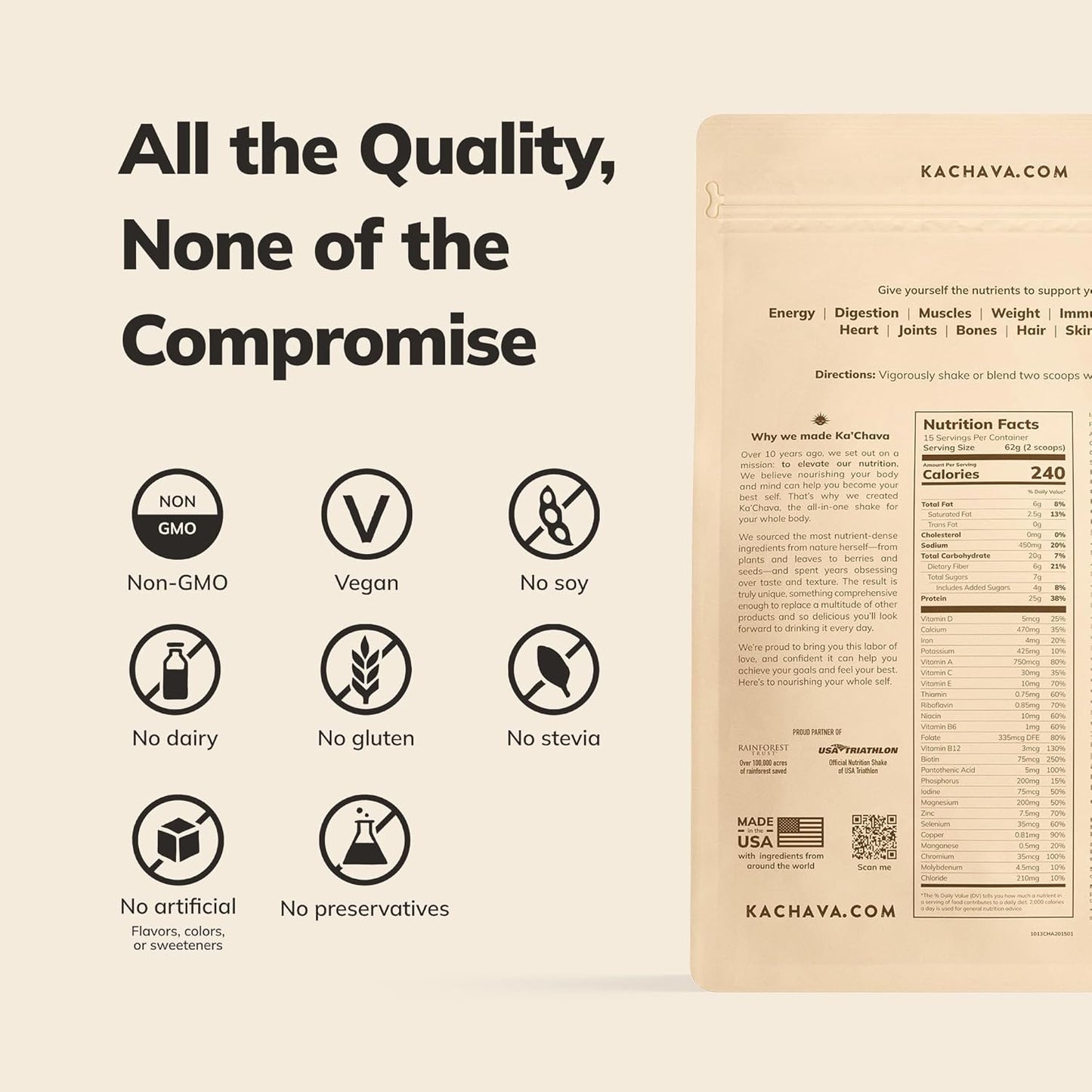 Ka’Chava All-In-One Nutrition Shake Blend, 5 Flavor Sample Pack, 5 Servings, 85+ Superfoods & Nutrients, Meal Replacement, Greens Plant-Based Superfood Powder Protein Drink, Digestive Enzymes & Probiotics, Vegan Dairy Gluten Free