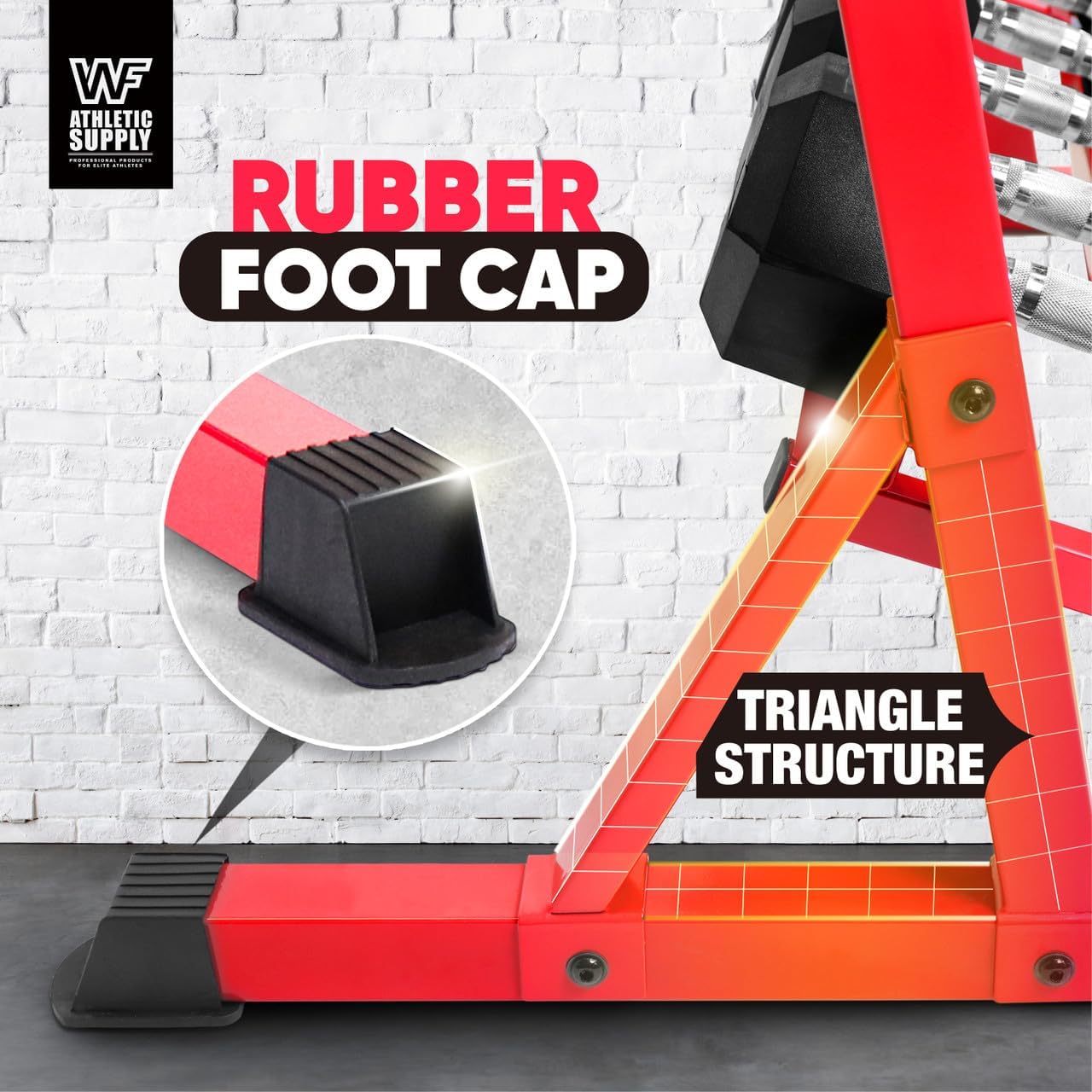 WF Athletic Supply Heavy-Duty Dumbbell Rack Stand, Weight Rack for Home Gym, Weight Holder, Available Sizes for Storage 5-50LB or 5-75LB Dumbbell Pairs, Black/Red/Green/Blue, RACK ONLY