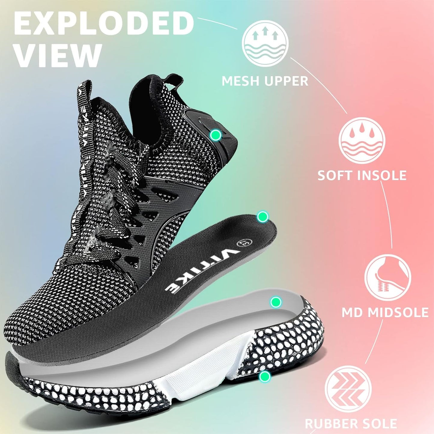 WETIKE Boy's Shoes Mesh Slip on Lightweight Running Sneakers