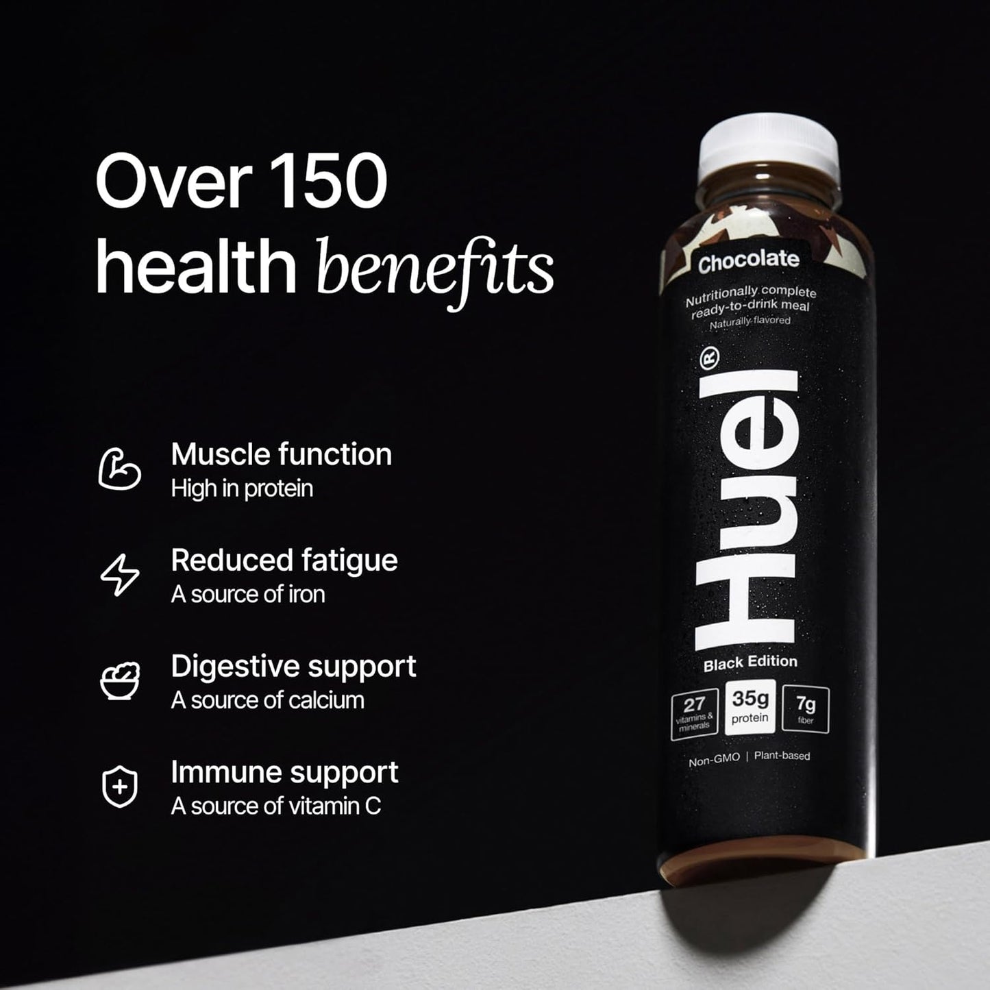 Huel Black Edition Ready-to-Drink, Chocolate Meal Replacement Drink, 35g High Protein, 27 Vitamins and Minerals, Vegan, Gluten Free, Plant Based, High Fiber, Low Sugar, 16.9 Fl Oz (12 Pack)