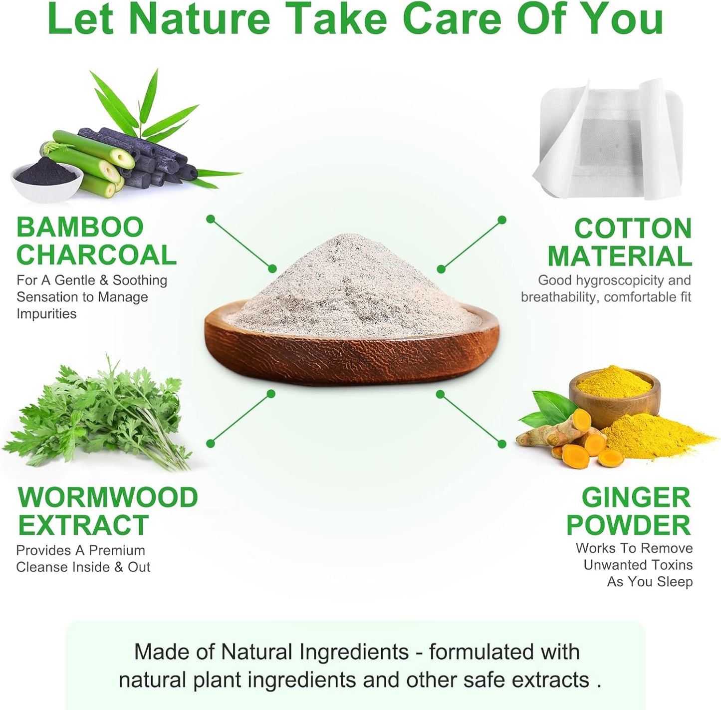 2 in 1 30PCS Foot Pads, Natural Bamboo Vinegar Ginger Powder Foot Pads