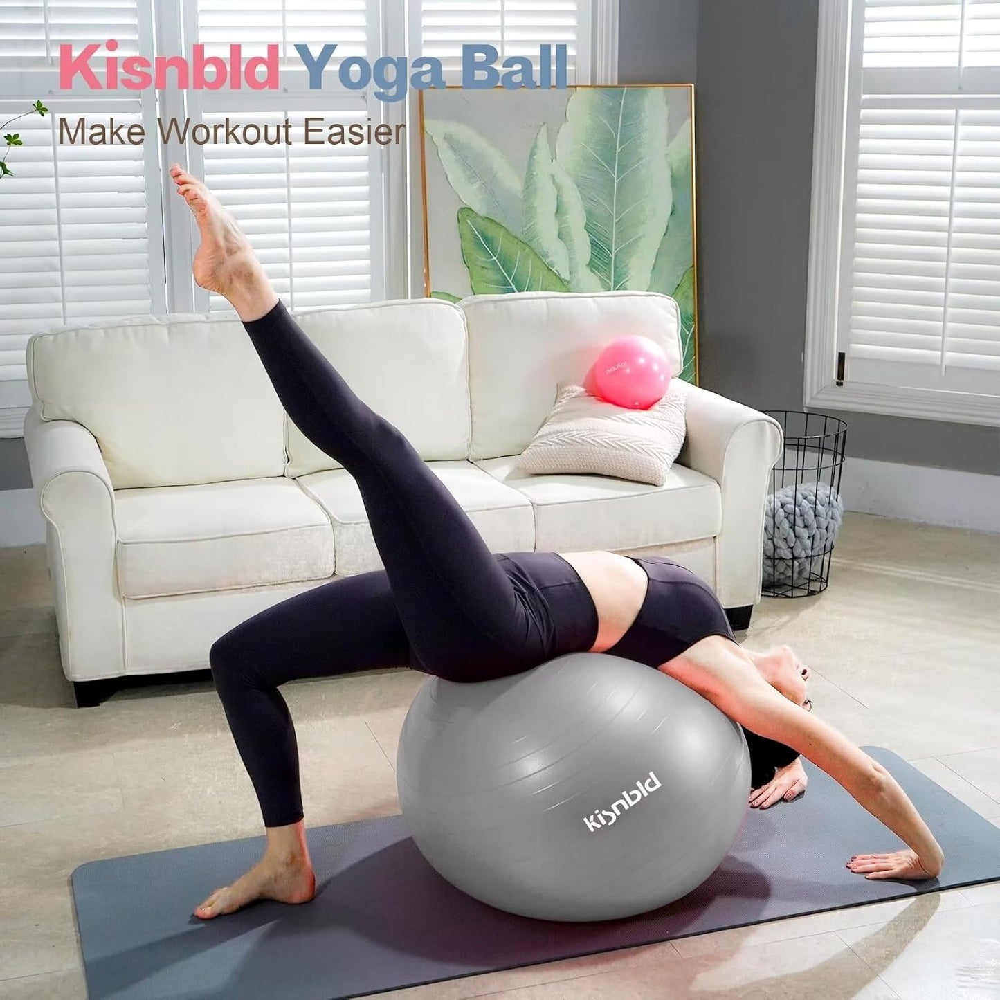 Exercise Ball, Extra Thick Yoga Ball for Workout Pregnancy Stability, 4 Sizes Anti-Burst Balance Ball with Foot Pump - Heavy Duty Fitness Ball Chair for Office, Home & Gym