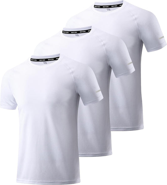 Boyzn 1, 3, 5 or 7 Pack Men's Workout Running Shirts, Dry Fit Moisture Wicking T-Shirt, Gym Athletic Short Sleeve Tee Shirts
