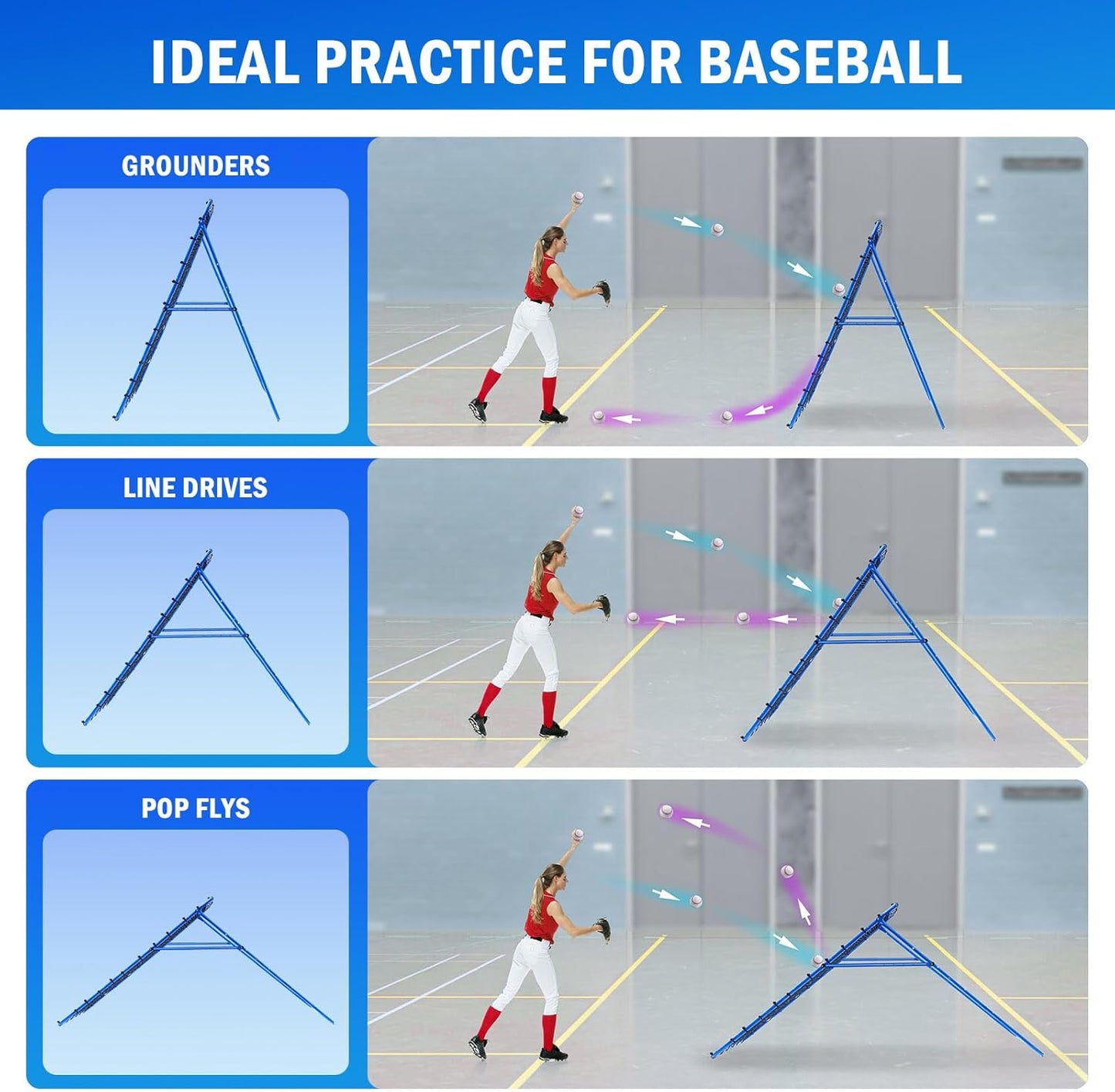 Volleyball Rebounder Net, Soccer Baseball Rebound Pitchback Net, Adjustable Target Practice Nets, Easy Setup Softball Bounce Back Trainer Equipment, Improve Sport Training Skills for Backyard
