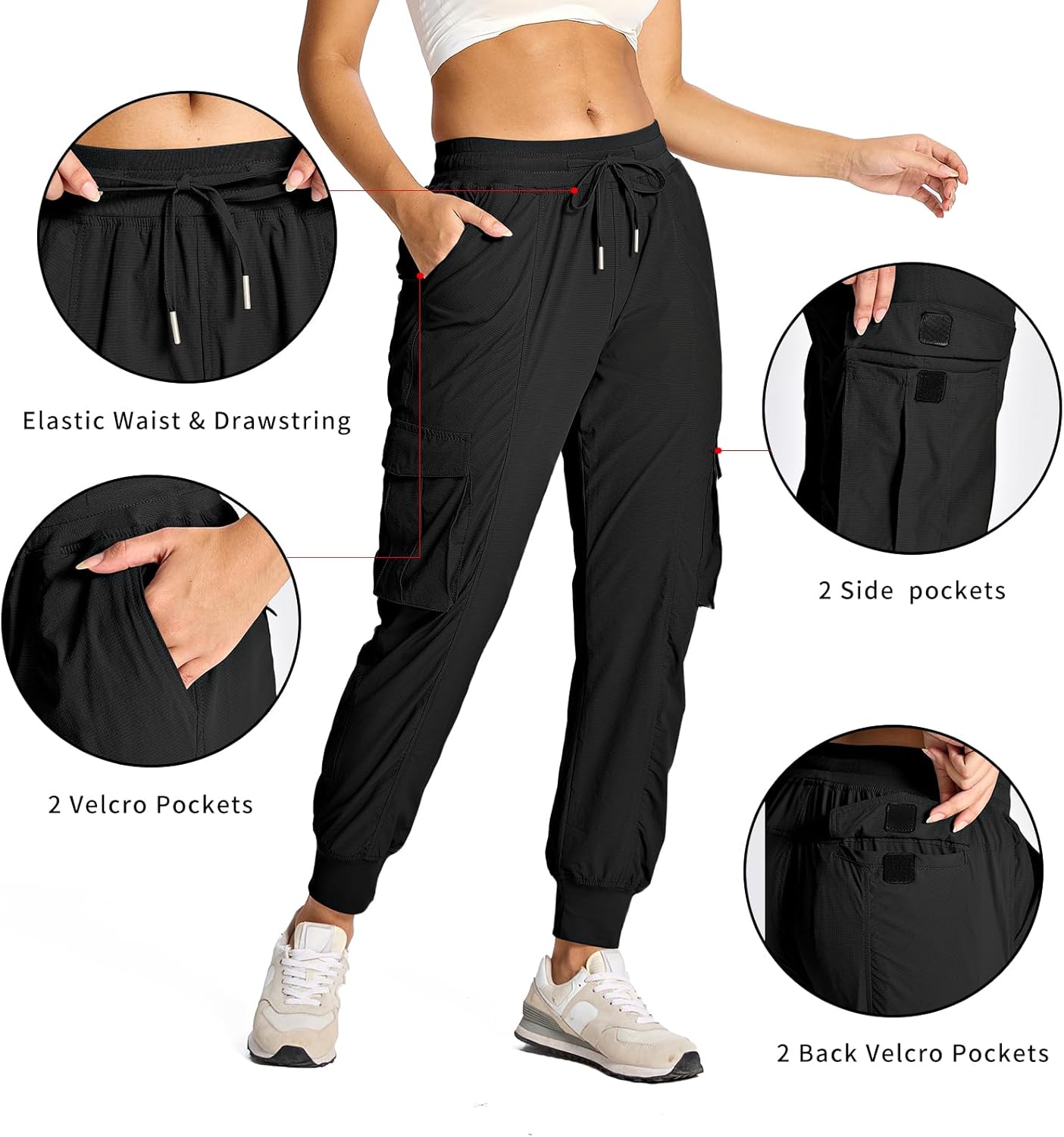 smawell Women's Hiking Cargo Pants with Pockets Lightweight Quick Dry Joggers Travel Camping Outdoor Pants