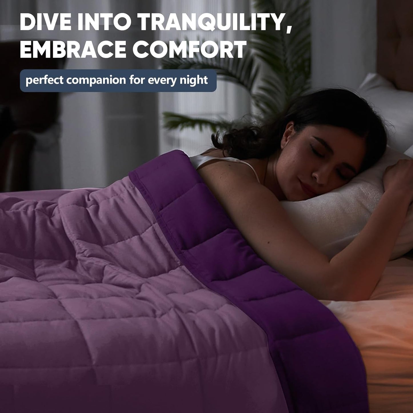 yescool Weighted Blanket for Adults (12 lbs, 48" x 72", Purple) Cooling Heavy Blanket for Sleeping Perfect for 110-130 lbs, Twin Size Breathable Blanket with Premium Glass Bead, Machine Washable