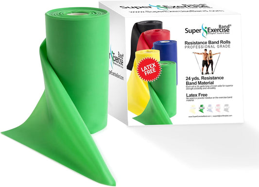 Resistance Band for Working Out - 8,16,24 Yard Resistance Bands Bulk Rolls - 10 Strengths in Light Medium and Heavy Exercise Bands - Latex Free Workout Bands Including iPhone App and e-Book