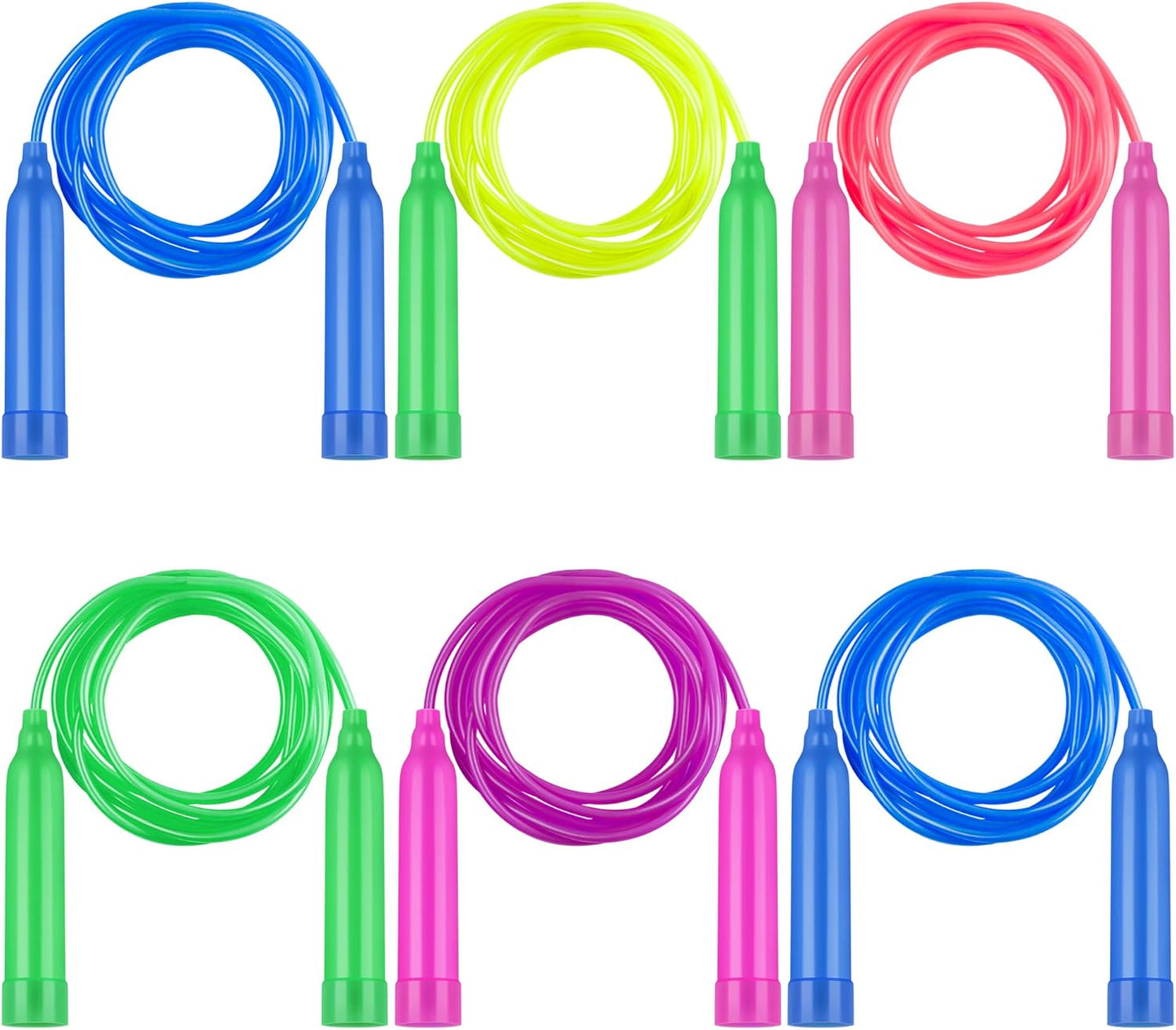 Elcoho 6 Pack Colorful Kids Jump Rope Set Adjustable Plastic Kids Jump Rope Great Party Favor Skipping Rope Outdoor Jump Ropes Great Party Favor