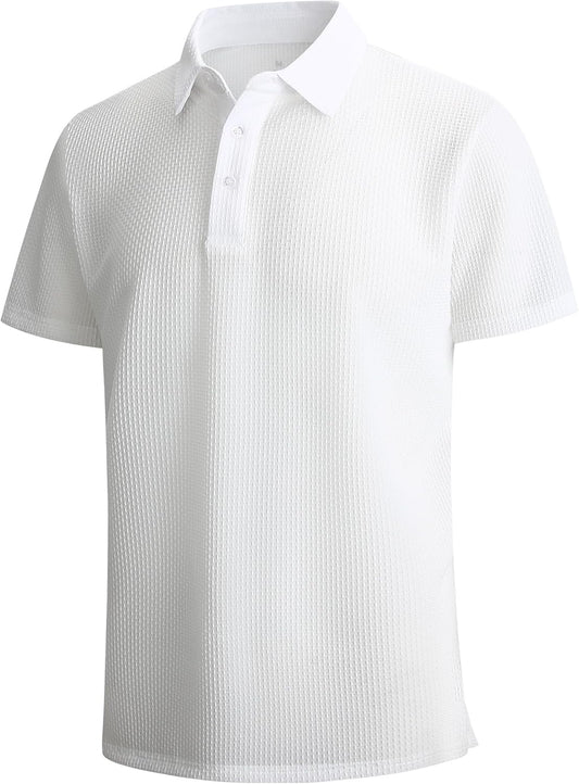 WARHORSEE Golf Polo Shirts for Men Short Sleeve Wrinkle Free 4 Way Stretch Moisture Wicking Performance Collared Tshirts