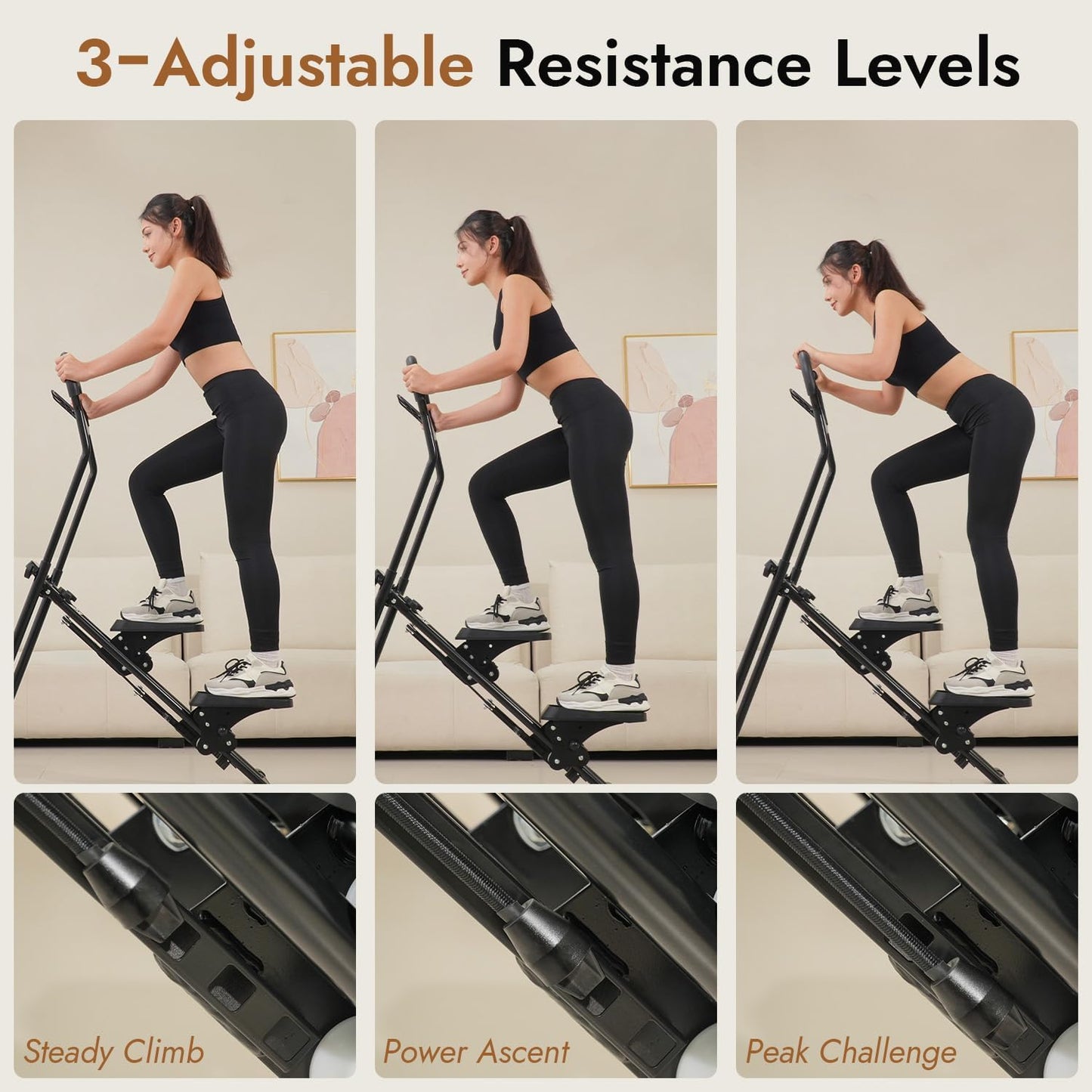 Stair Stepper with Adjustable Resistance - Stair Climber for Home Gym, Folding Cardio Machine with Extended Step Range, Adjustable Handlebar & Pedals, Tablet Holder by MACYO