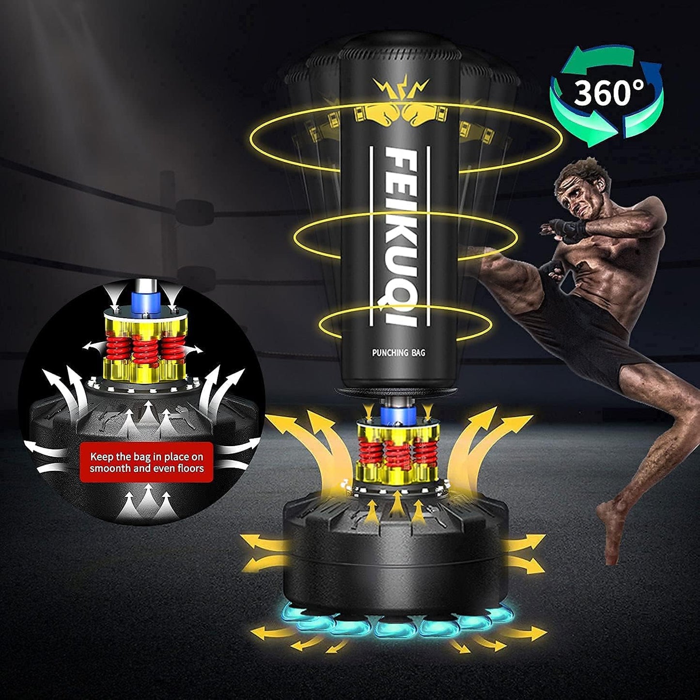 Punching Bag for Adults, Boxing Bag with Stand 70''-205lbs Freestanding Punching Bag for Adults - Kickboxing Bag for Home Gym Office