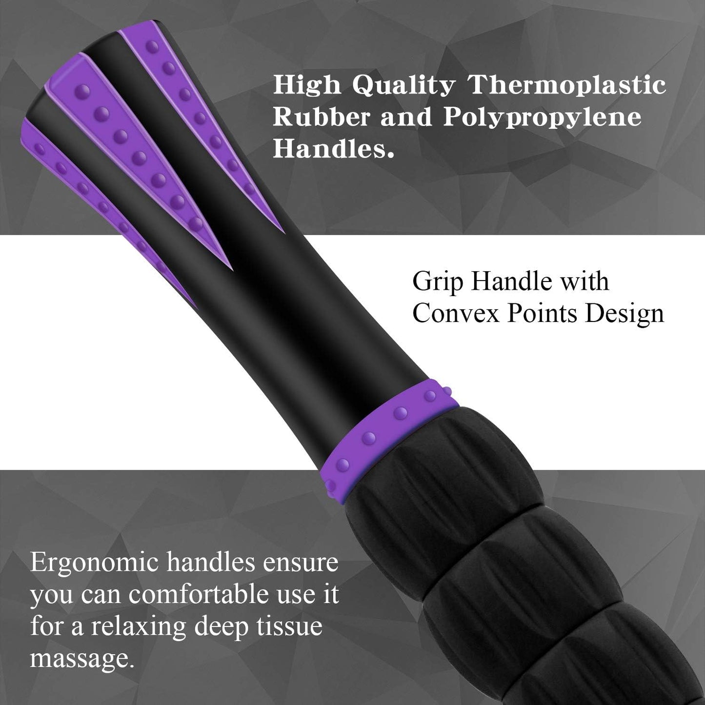 Muscle Roller Massage Roller Stick for Athletes, Help Reducing Muscle Soreness Cramping Tightness Leg Arms Back Calves Muscle Massager（Purple Black- 18 inch）