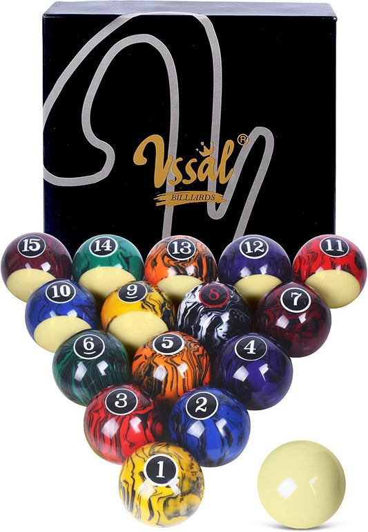 Billiard Balls Set Pool Table Balls Marble-Swirl Style 16 Ball Set