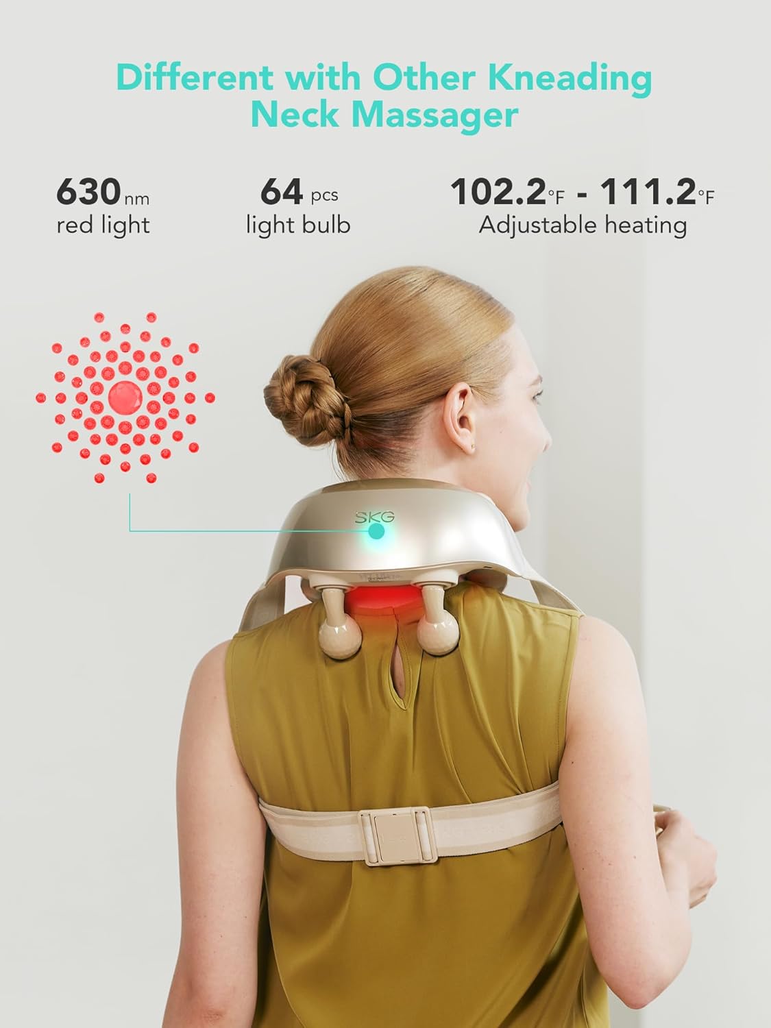 SKG Neck Massager for Pain Relief Deep Tissue Cordless Shiatsu Neck and Shoulder Massger with Heat H7 Ultra