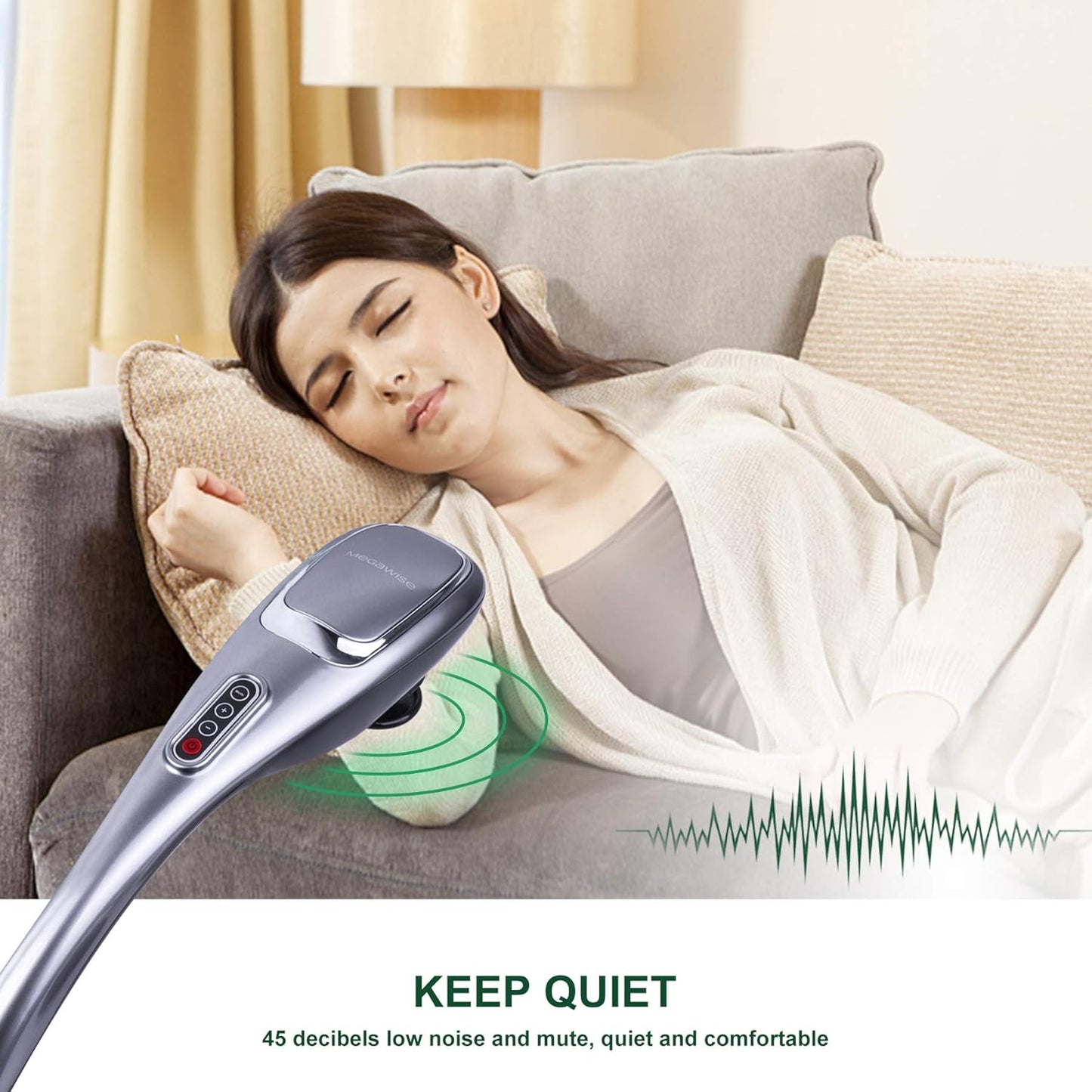 MEGAWISE Handheld Back Massager (Silver)