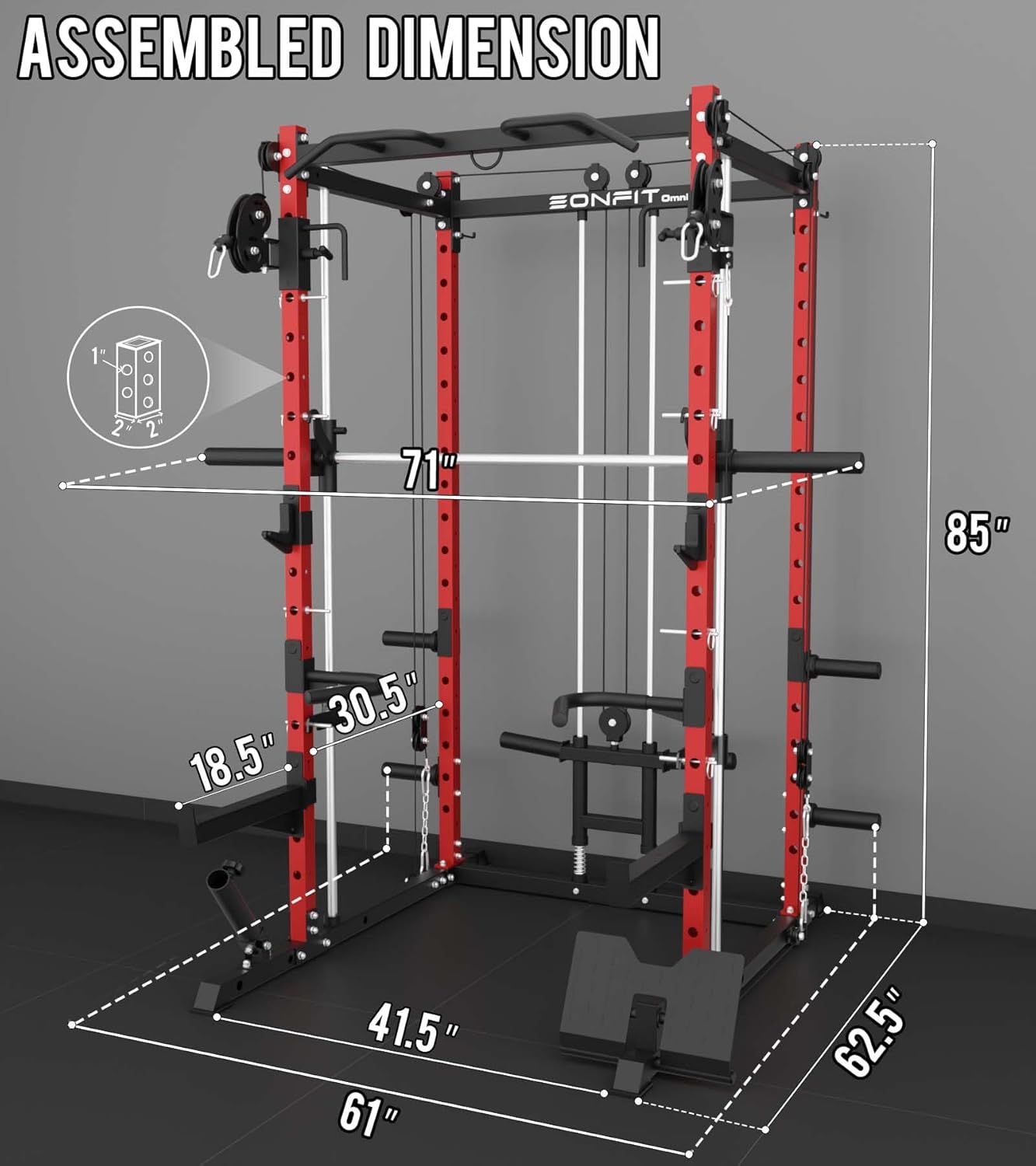Eonfit E3 Smith Machine with 360°Rotating Arm for Home Gym Equipment, Multi-Function Power Cage Squat Rack with Cable Crossover LAT Pulldown Pulley System All in One