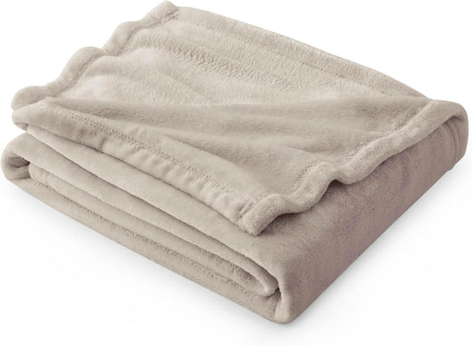 Bedsure Fleece Throw Blanket for Couch Oxford Tan - Lightweight Plush Fuzzy Cozy Soft Blankets and Throws for Sofa, 50x70 inches