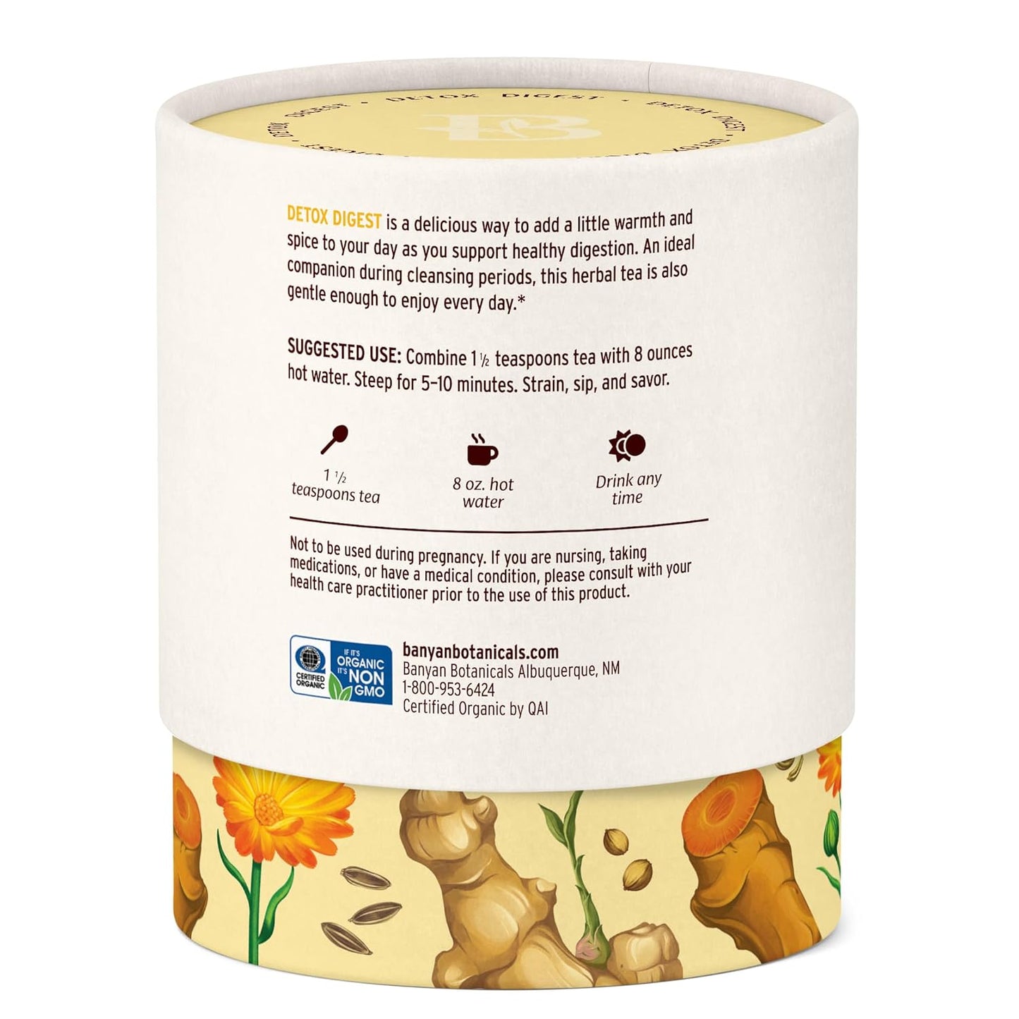 Banyan Botanicals Organic Detox Digest CCF Tea, 2 oz - Herbal Loose Leaf Tea with Turmeric & Ginger for Digestion & Cleansing - Non-GMO, Sustainably Sourced, Caffeine Free