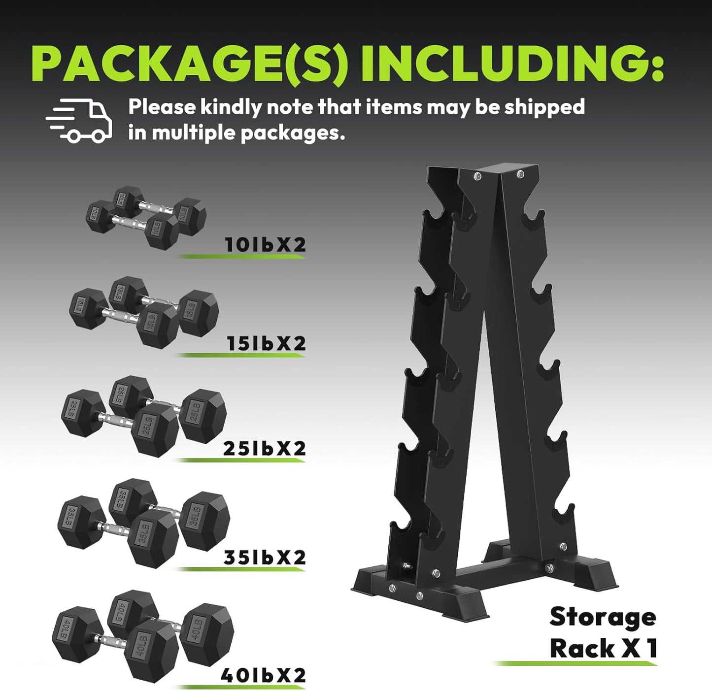 Hex Dumbbell Sets with Rack, 60-550 lb Rubber Encased Exercise & Fitness Dumbbells Set with Rack Option, Hand Weight for Strength Training, Weight Dumbbells