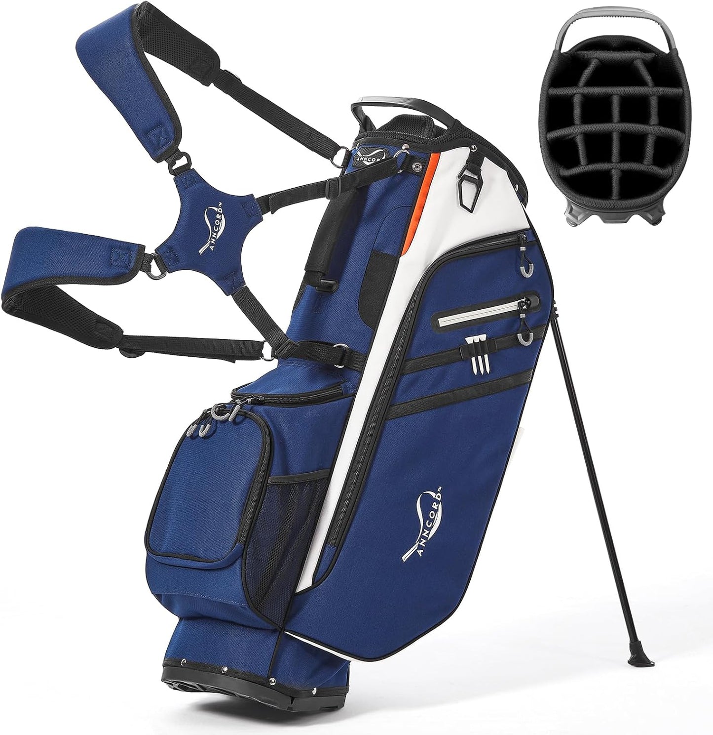 Golf Stand Bag 14 Way Top Dividers Full-Length with Stand, 7 Pockets, Lightweight Golf Bag for Men, Dual Strap, Rain Hood, Portable Golf Club Bag for Men Women