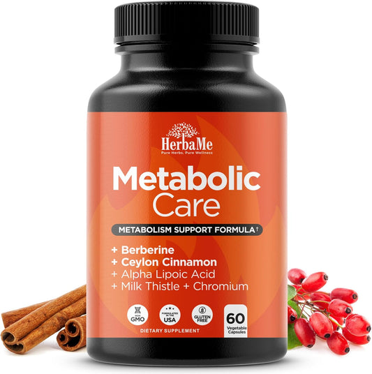 Berberine Supplement with Ceylon Cinnamon, Chromium, Alpha Lipoic Acid, Metabolic Care Supports Metabolism & Cardiovascular Health and Immune System, Helps Maintain Steady Energy Levels