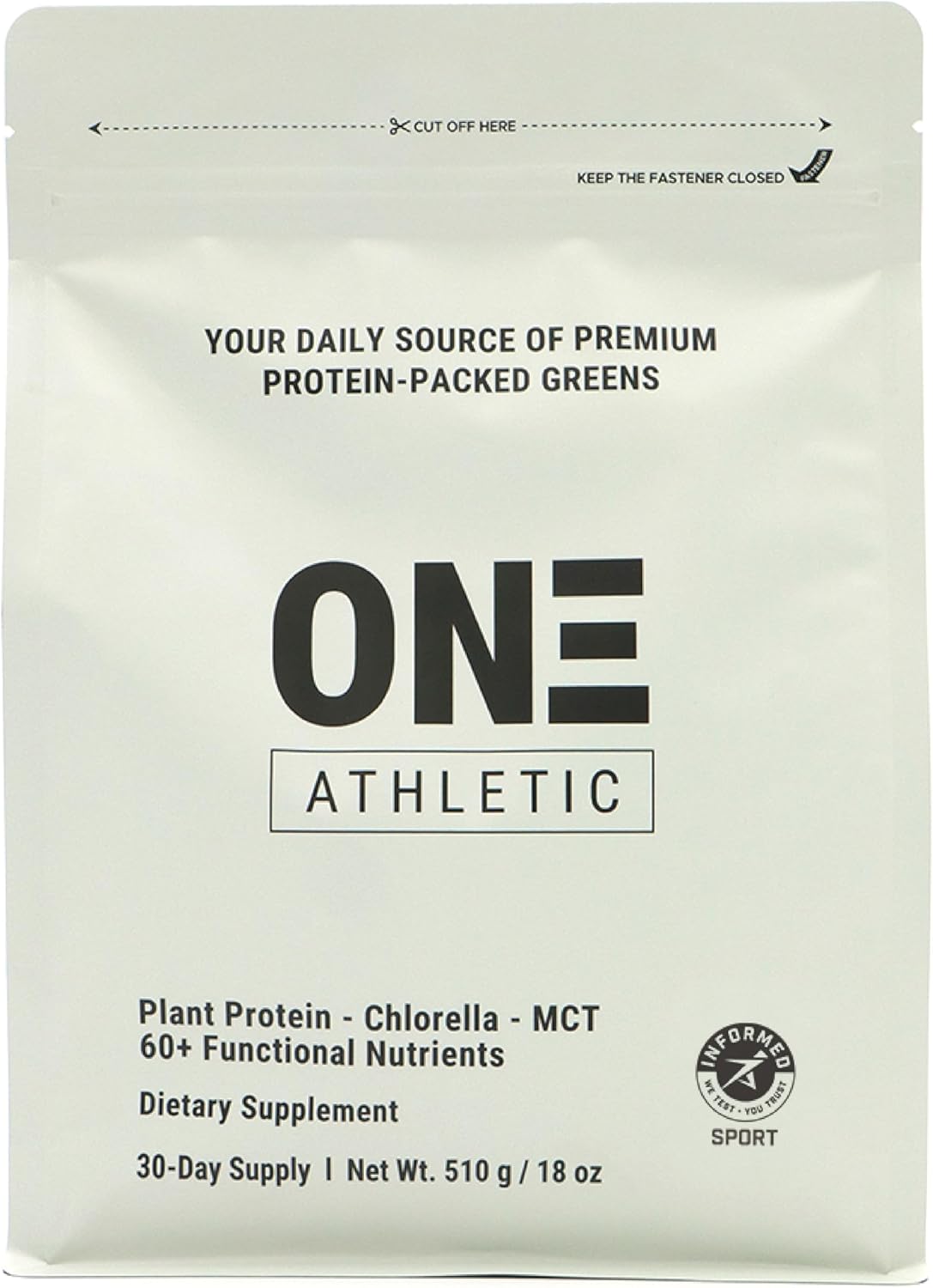 ON3 Athletic Protein Greens Supplement with chlorella, eleuthero and MCT Powder (30 Servings, Herbal)