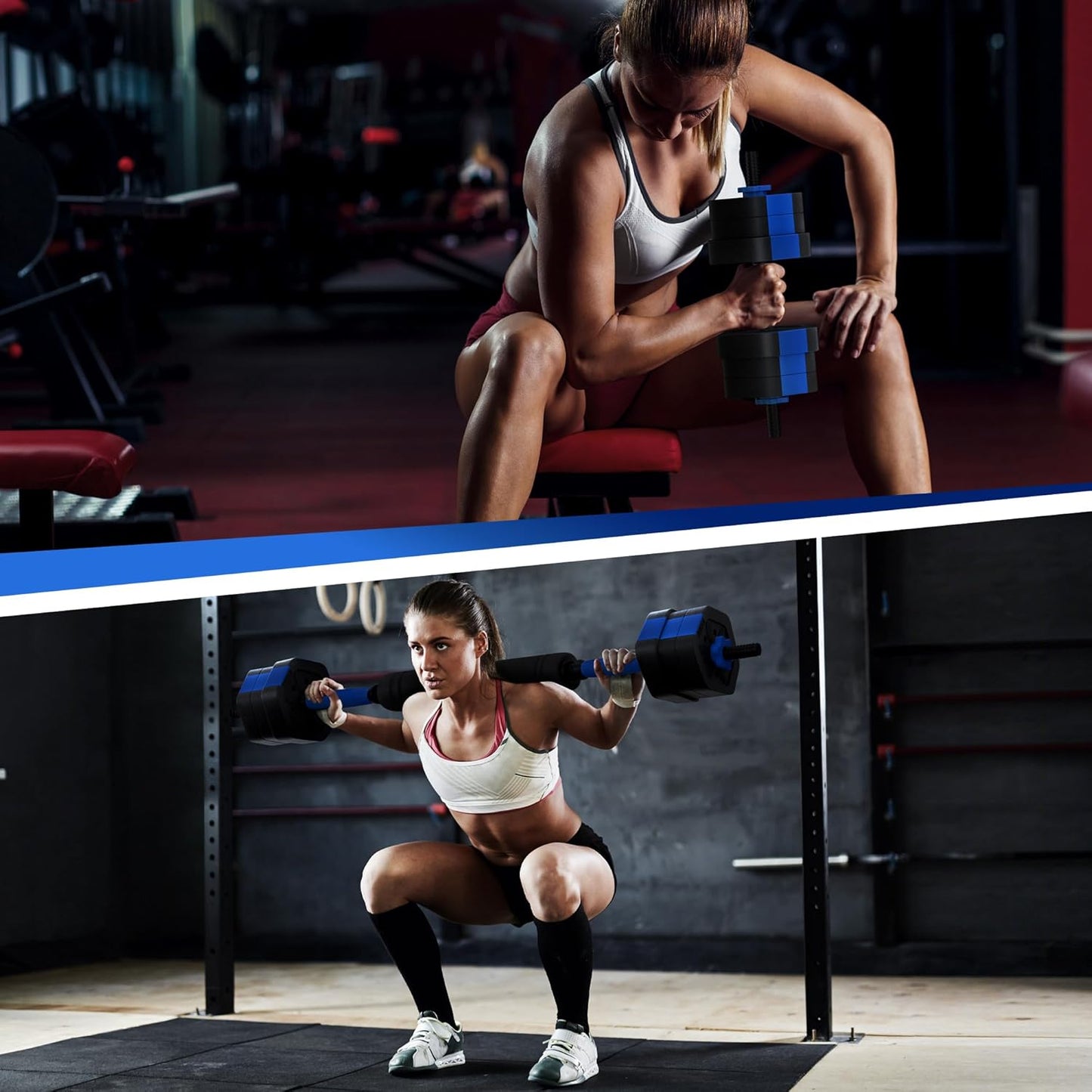 VIVITORY Dumbbell Sets Adjustable Weights, Free Weights with Connector, Non-Rolling Adjustable Dumbbell Set, Barbell for Home Gym, Hexagon, Cement Mixture