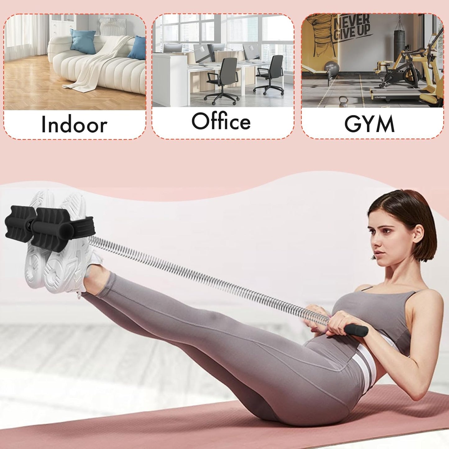 Pedal Puller Resistance Bands with Single Spring – Durable Sit Up Equipment for Home Gym, Strength Training for Abs, Legs, Chest – Portable Full-Body Workout Gear