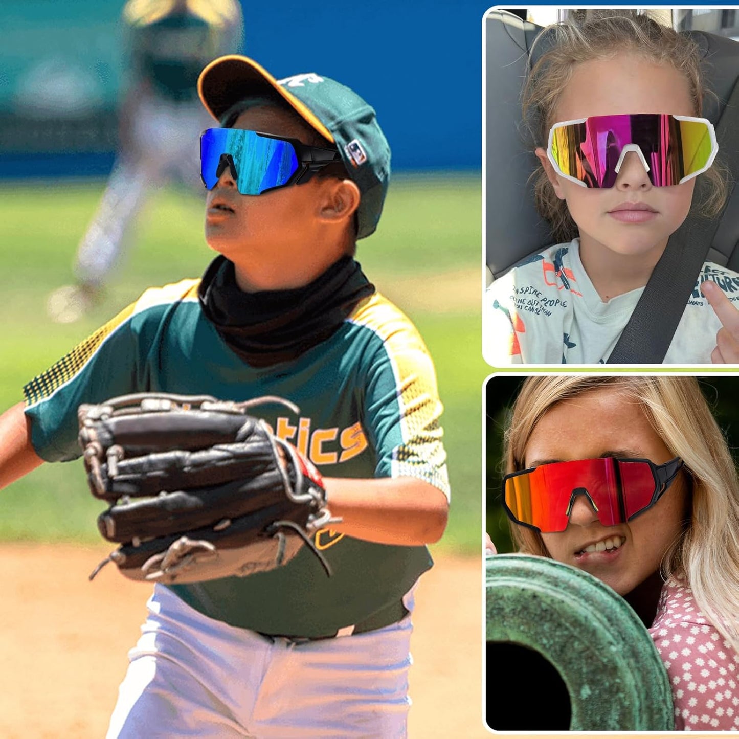 MALIDAK Sports Sunglasses for Mens Women Youth Baseball Sunglasses UV400 Protection Men Cycling Glasses