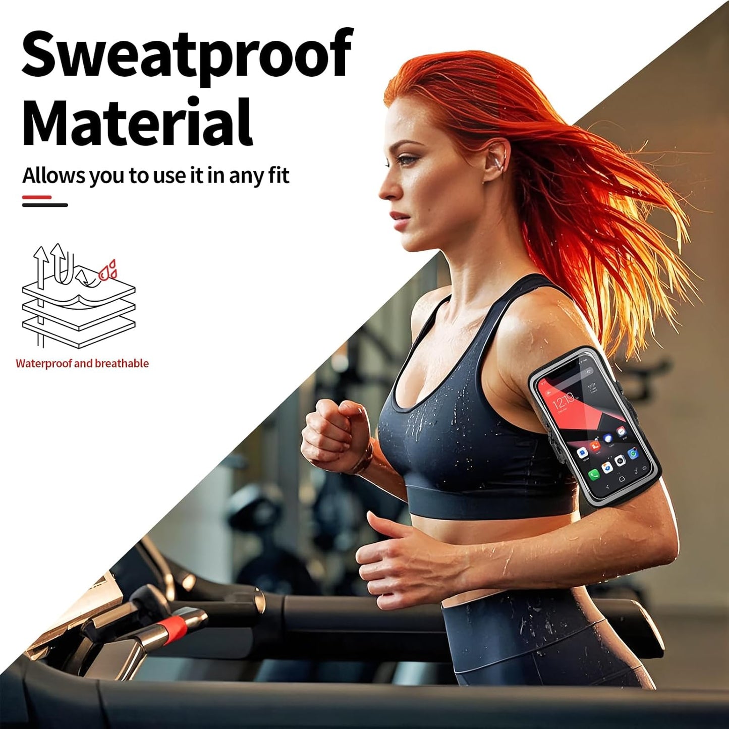 Phone Holder for Running, Walking & Workout, Cell Phone Armband with Carabiner, Clear Crossbody Phone Pouch Purse with Adjustable Lanyard for iPhone and Android - Suitable for Women and Men