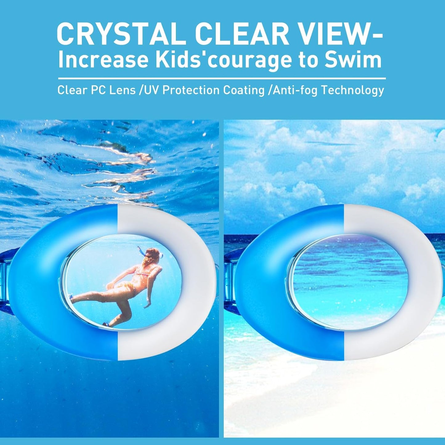 Aegend 2 Pack Kids Goggles, Swimming Goggles for Kids Age 4-16 Boys and Girls Youth, Anti-Fog Waterproof Anti-UV Pool Goggles