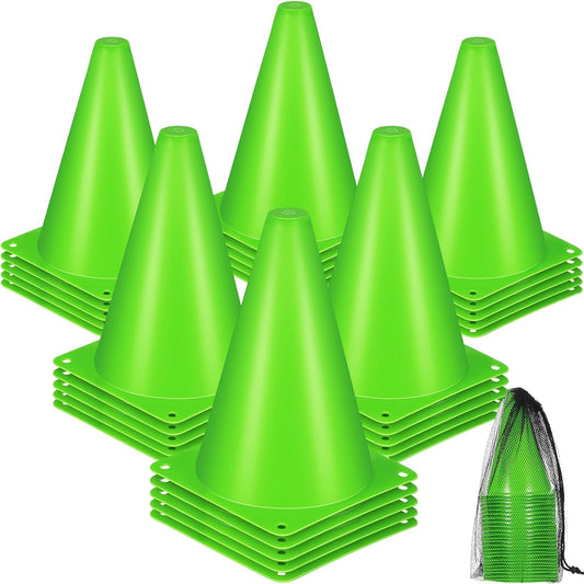 Syhood 30 Pack 7 Inch Plastic Traffic Cones Sports Training Agility Marker Mini Cones for Soccer, Skating, Football, Basketball, Indoor and Outdoor Games Sports Practice Equipment