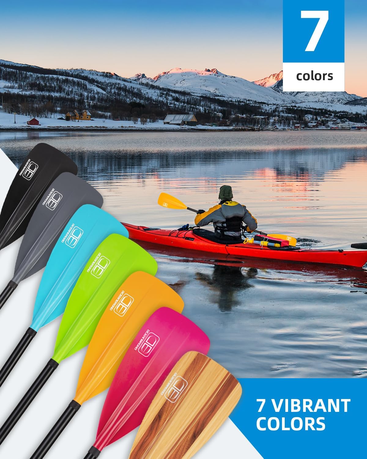 OCEANBROAD SUP Paddle - Adjustable Stand-Up Paddle for Paddleboard Kayak, Adjustable Aluminum Alloy Shaft with Reinforced Nylon Blades