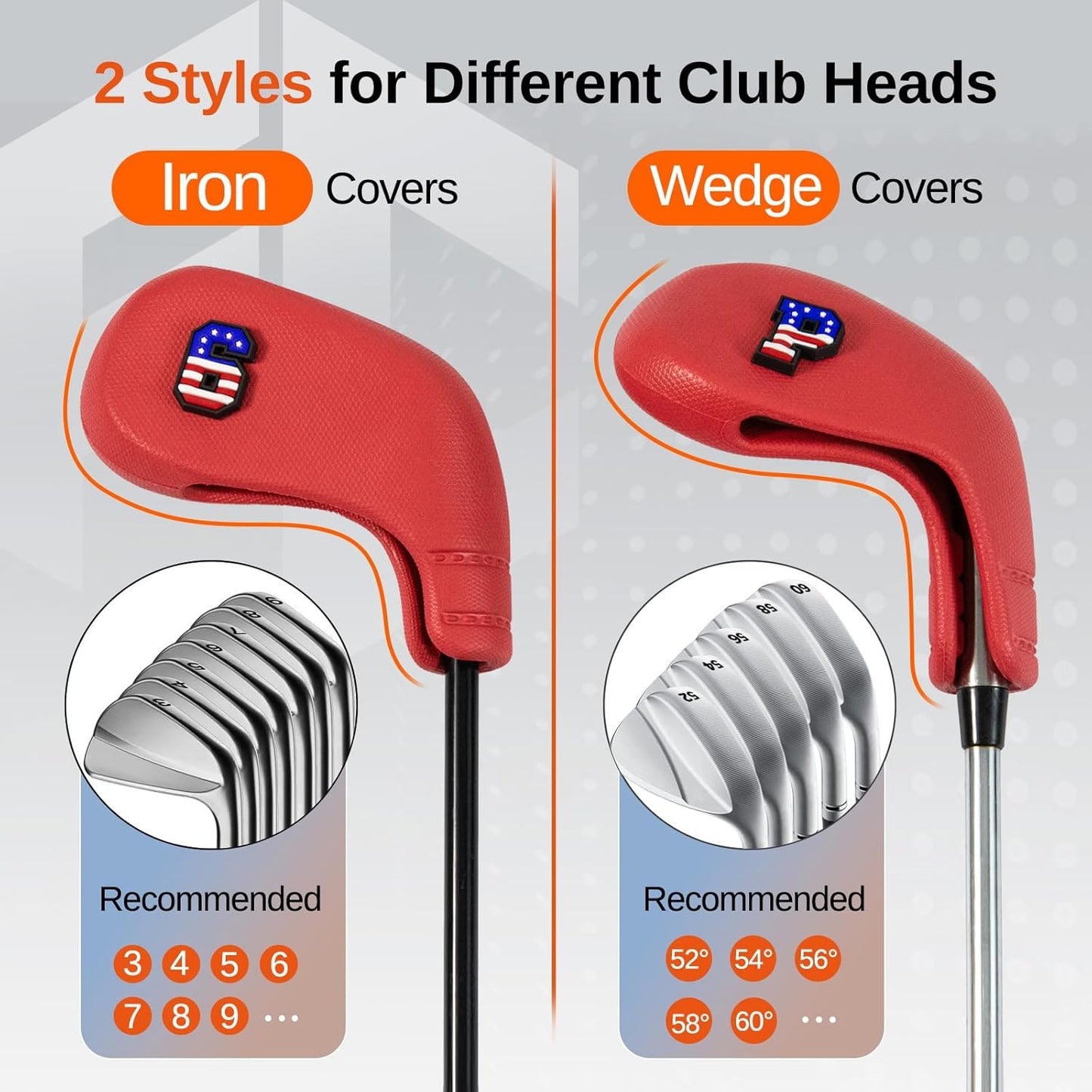 10pcs EVA Golf Club Covers – 7 Iron & 3 Wedge Covers with Numbers – Washable, Wear-Resistant Protection – Easy On & Off for Golf Irons & Wedges