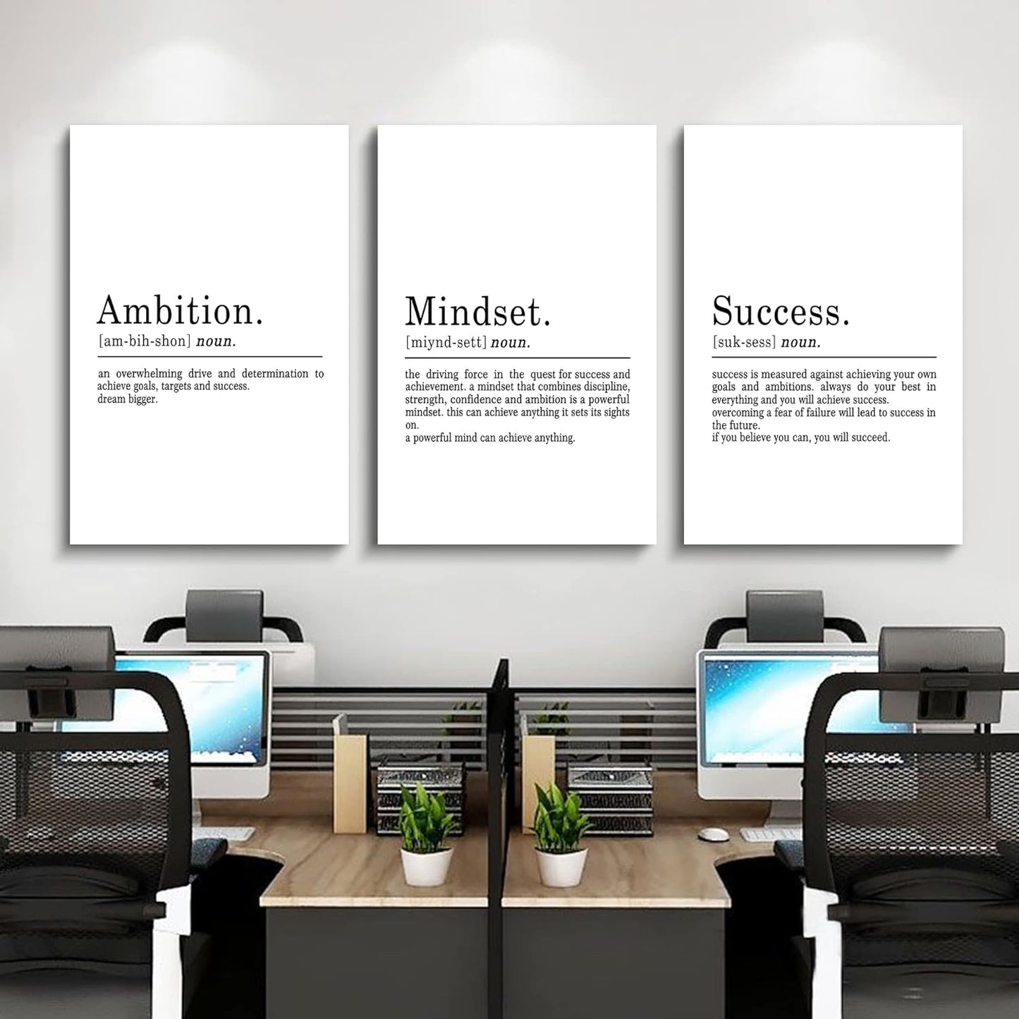 EPHANY ART - Inspirational Canvas Prints - Mindset Quotes, Motivational Wall Art Success Framed Entrepreneur Poster - Positive Quotes Wall Poster for Home Office Workplace (L-3pcs, 24x36inchx3pcs)