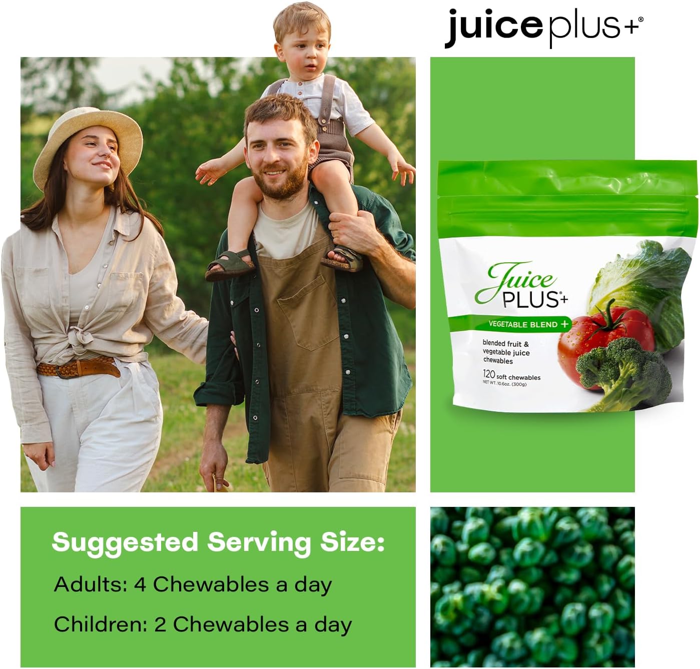 Juice Plus+ Vegetable Blend Soft Chews - Vegan Gummies with Nutrients from Broccoli, Parsley, Spinach, Beets and More - for All Ages - 120 Chewables