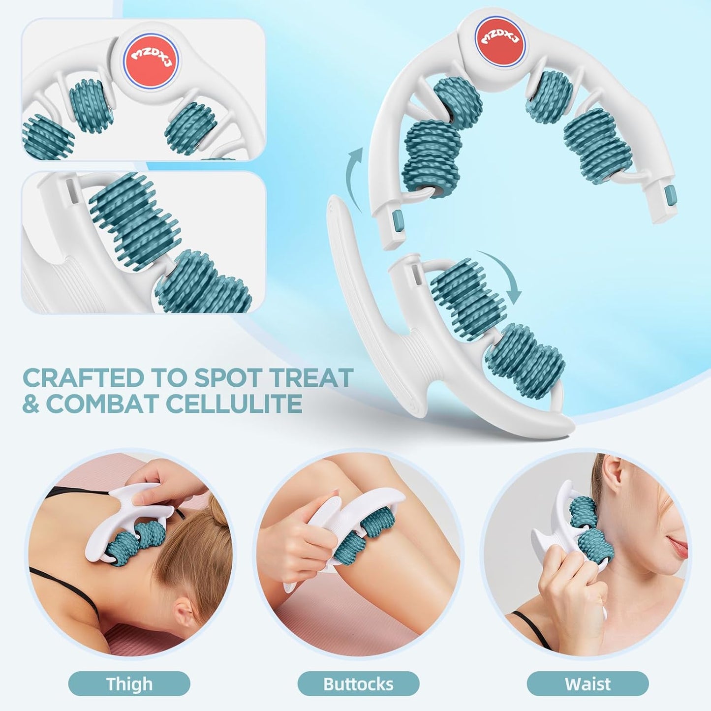 Cellulite Massage Tool Deep Fascia Massager & Dimpled Skin Remover for Legs - Anti-Cellulite Roller Tech with Lymphatic Drainage, Smooth Skin & Pain Relief for Thighs & Buttocks Sculpting